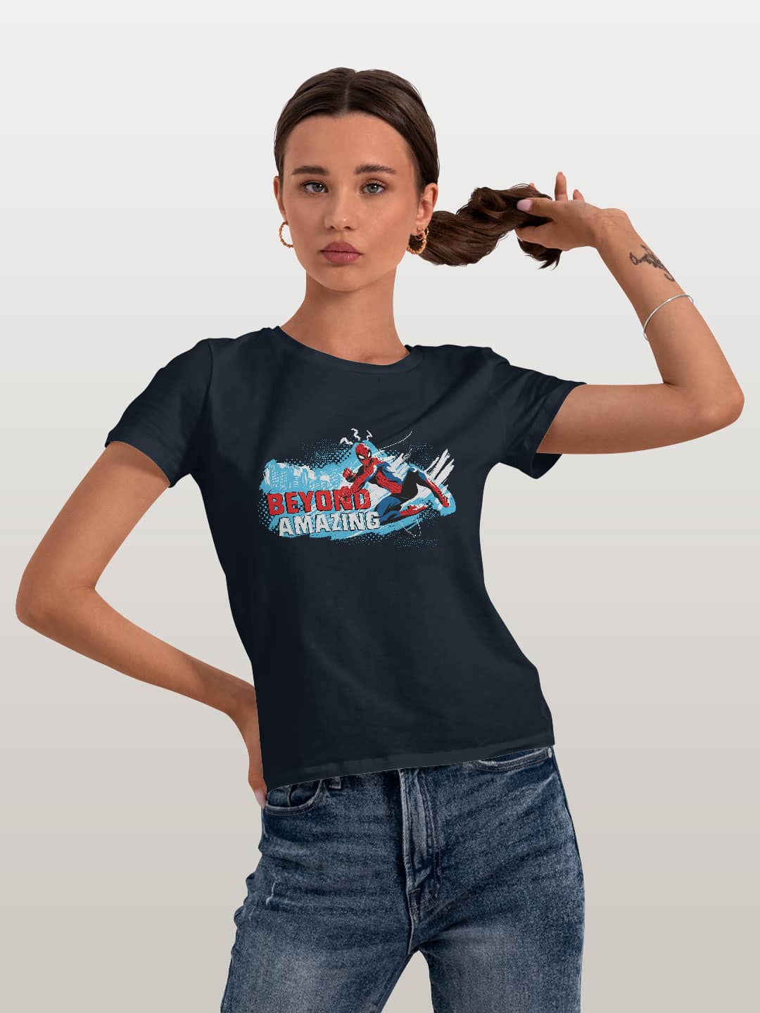 Beyond Amazing Spider Man - Womens T-Shirt Navy Blue Small