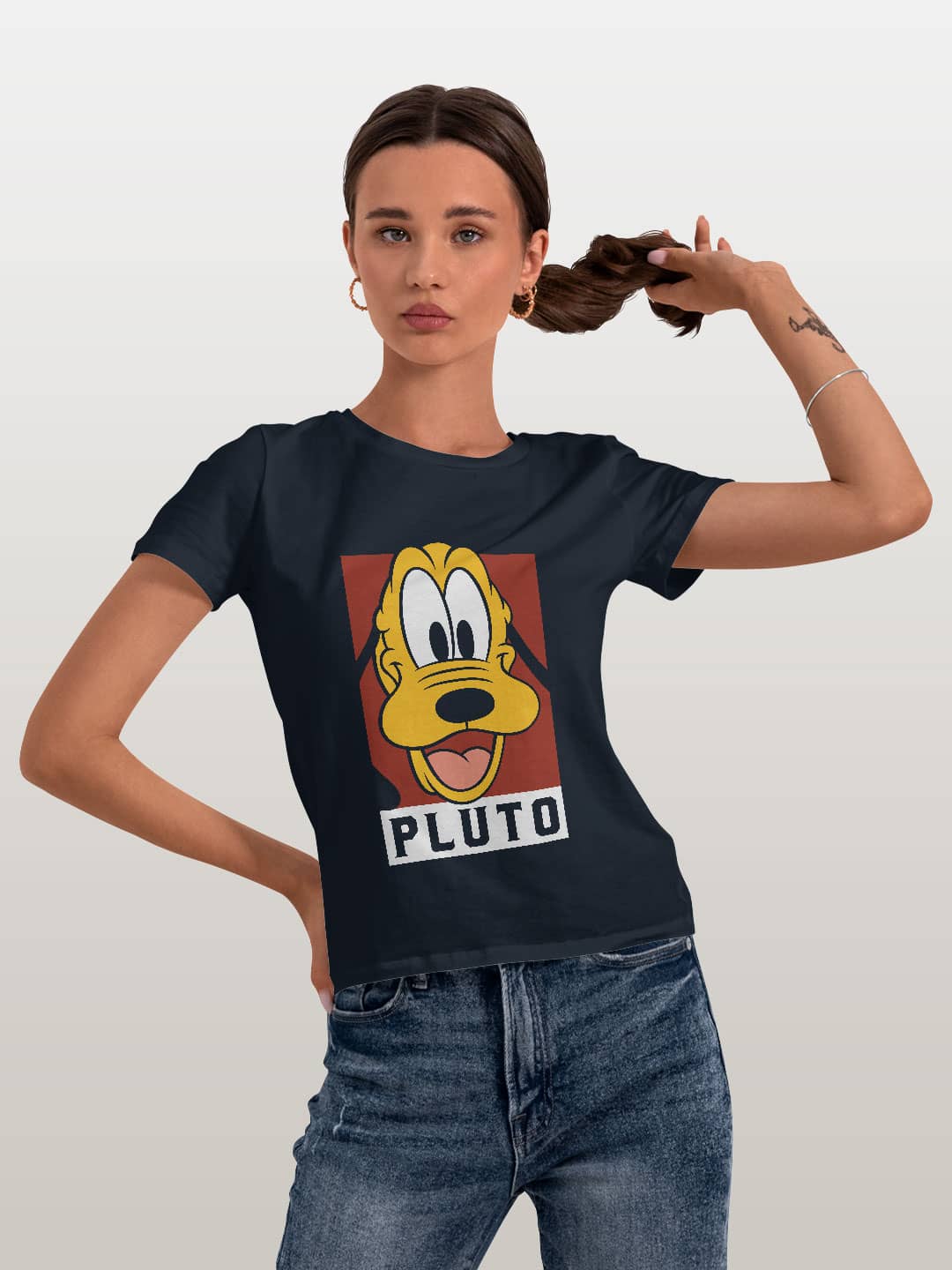 Pluto Portrait - Womens T-Shirt Navy Blue XXL