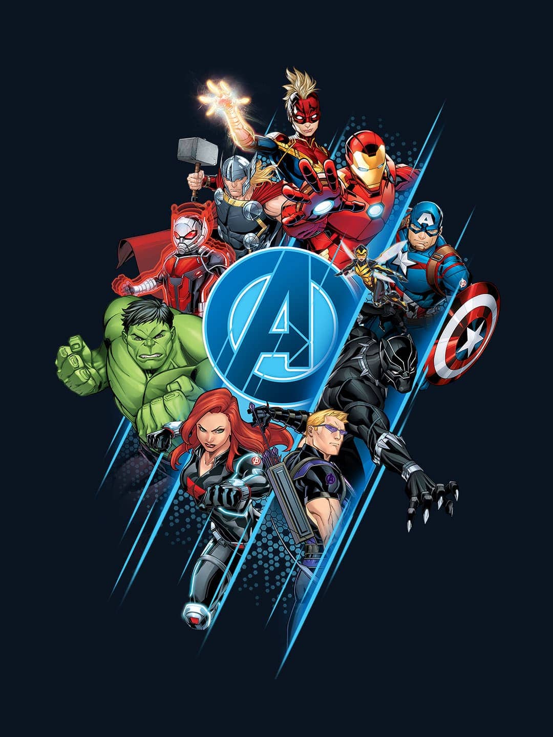 Avengers All Heroes - Womens T-Shirt Navy Blue Large