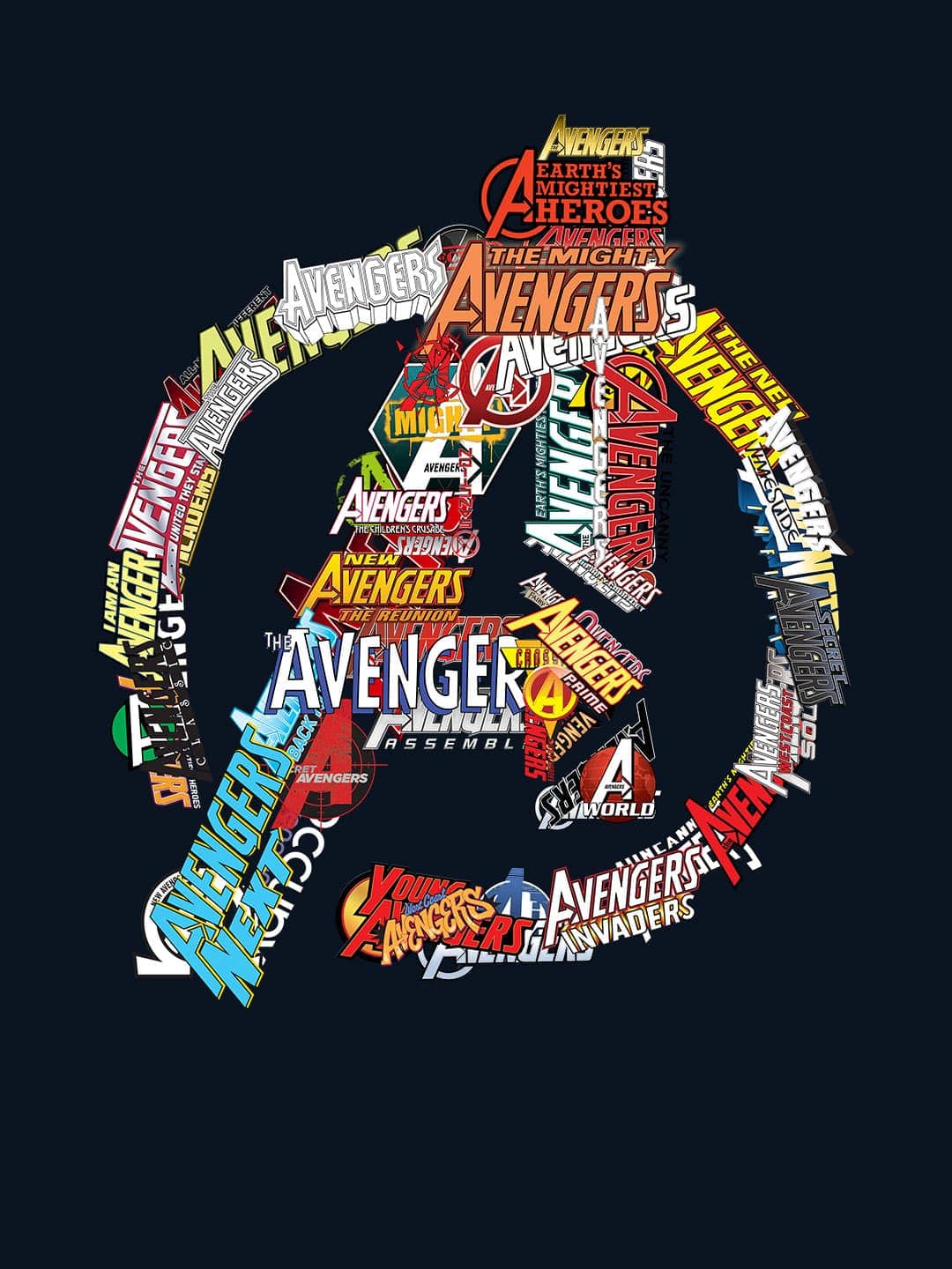 Avengers Titles - Womens T-Shirt Navy Blue XXL
