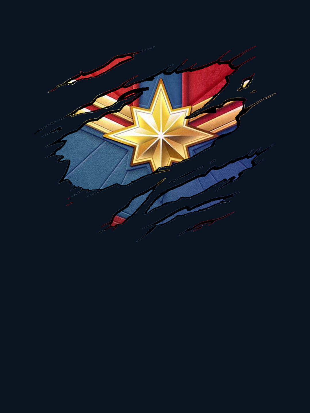 Ripped Captain Marvel - Womens T-Shirt - Regular Fit - Navy Blue - XXL