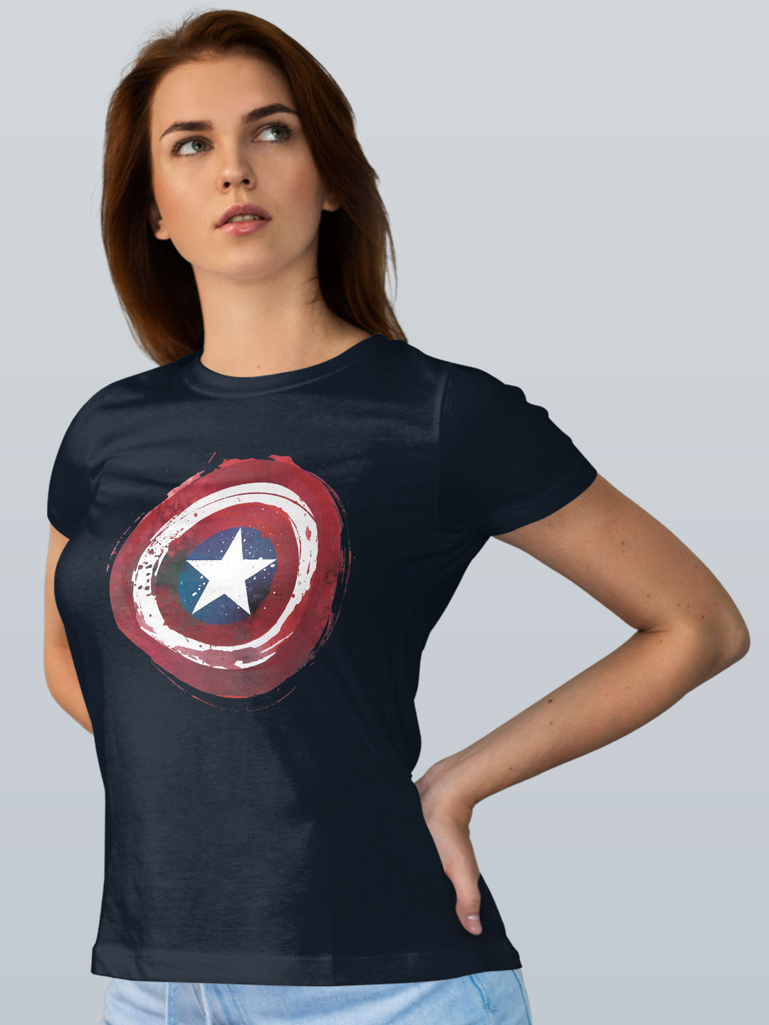 Captains Shield Symbolic - Womens T-Shirt Navy Blue Medium