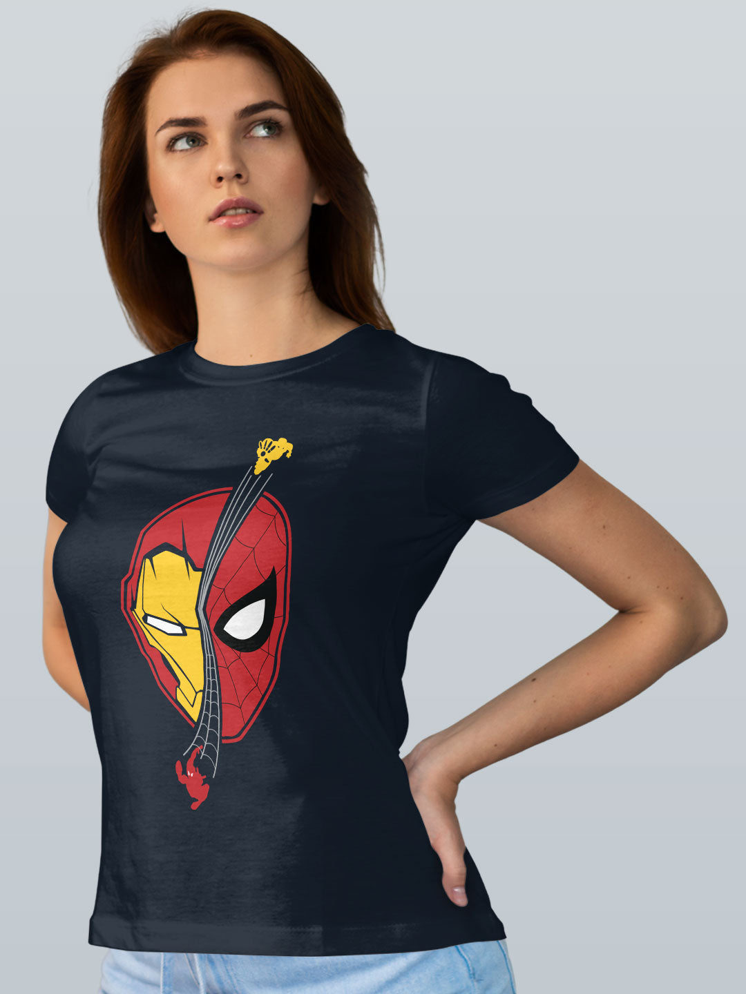 Iron Spidey - Womens T-Shirt Navy Blue XXL