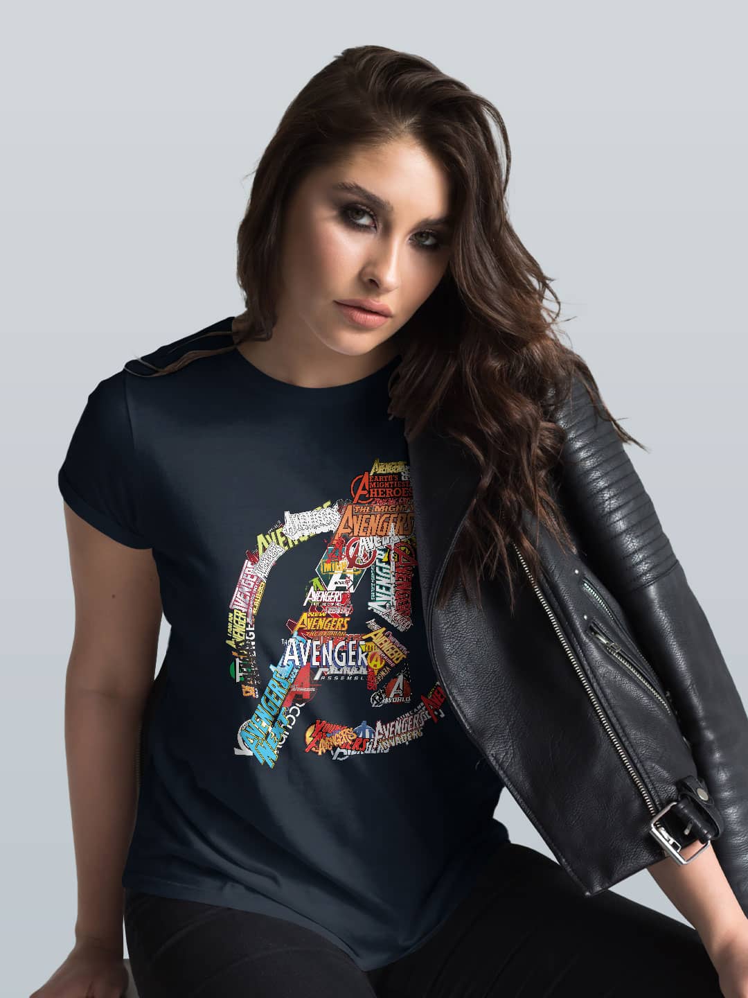 Avengers Titles - Womens T-Shirt Navy Blue XXL