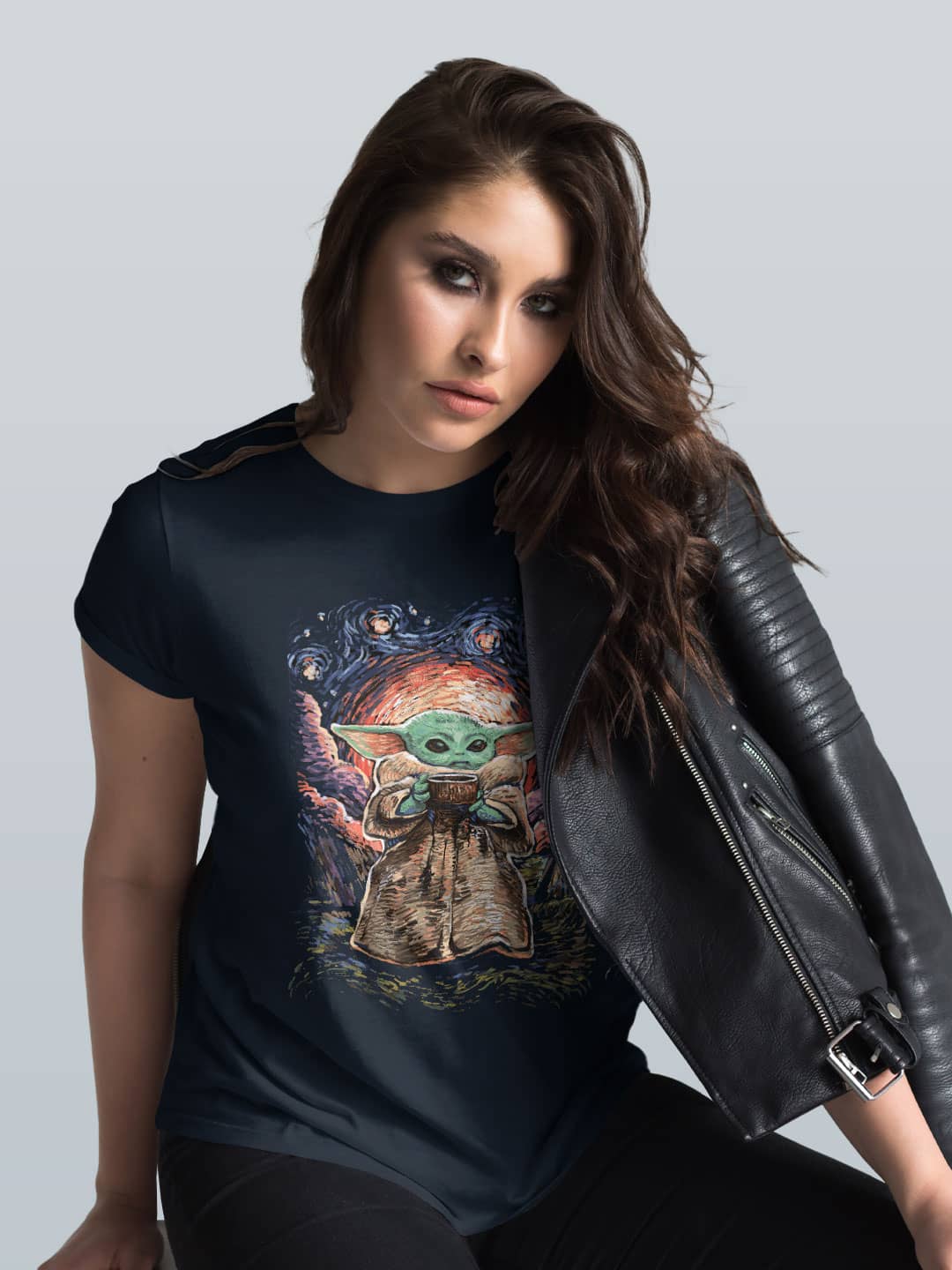 Impressionist Grogu - Womens T-Shirt Navy Blue XXL