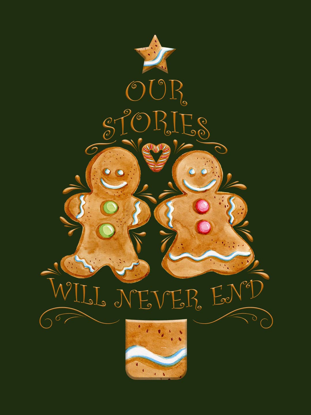 Christmas Cookie - Womens T-Shirt Olive Green XXL