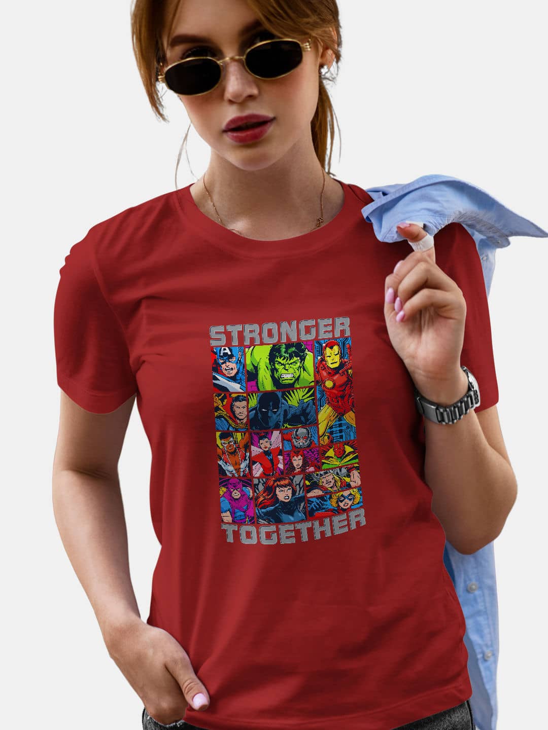 Avengers Stronger Together - Womens T-Shirt Red Large