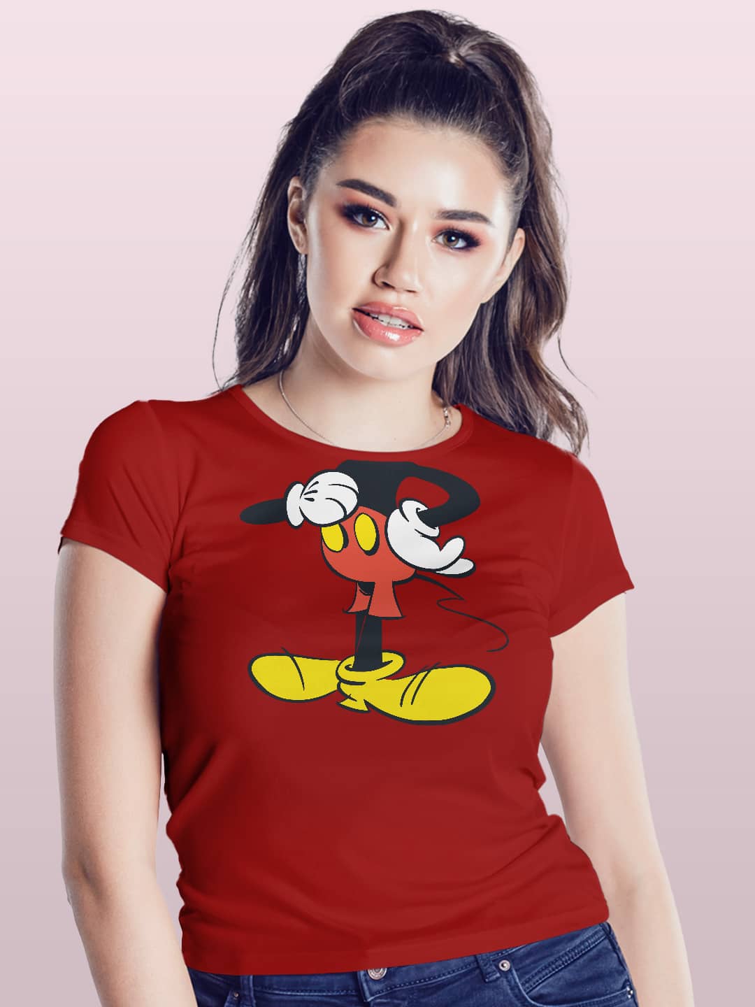 mickeybody-womenst-shirt-red-medium