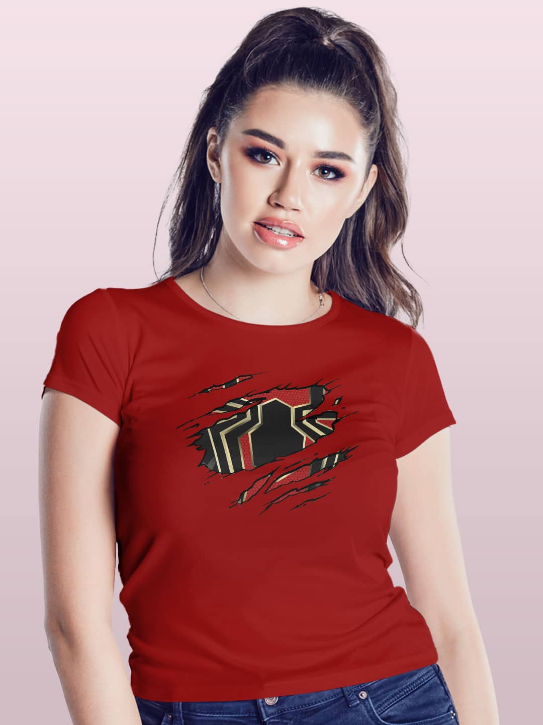 rippedspiderman-womenst-shirt-red-xl