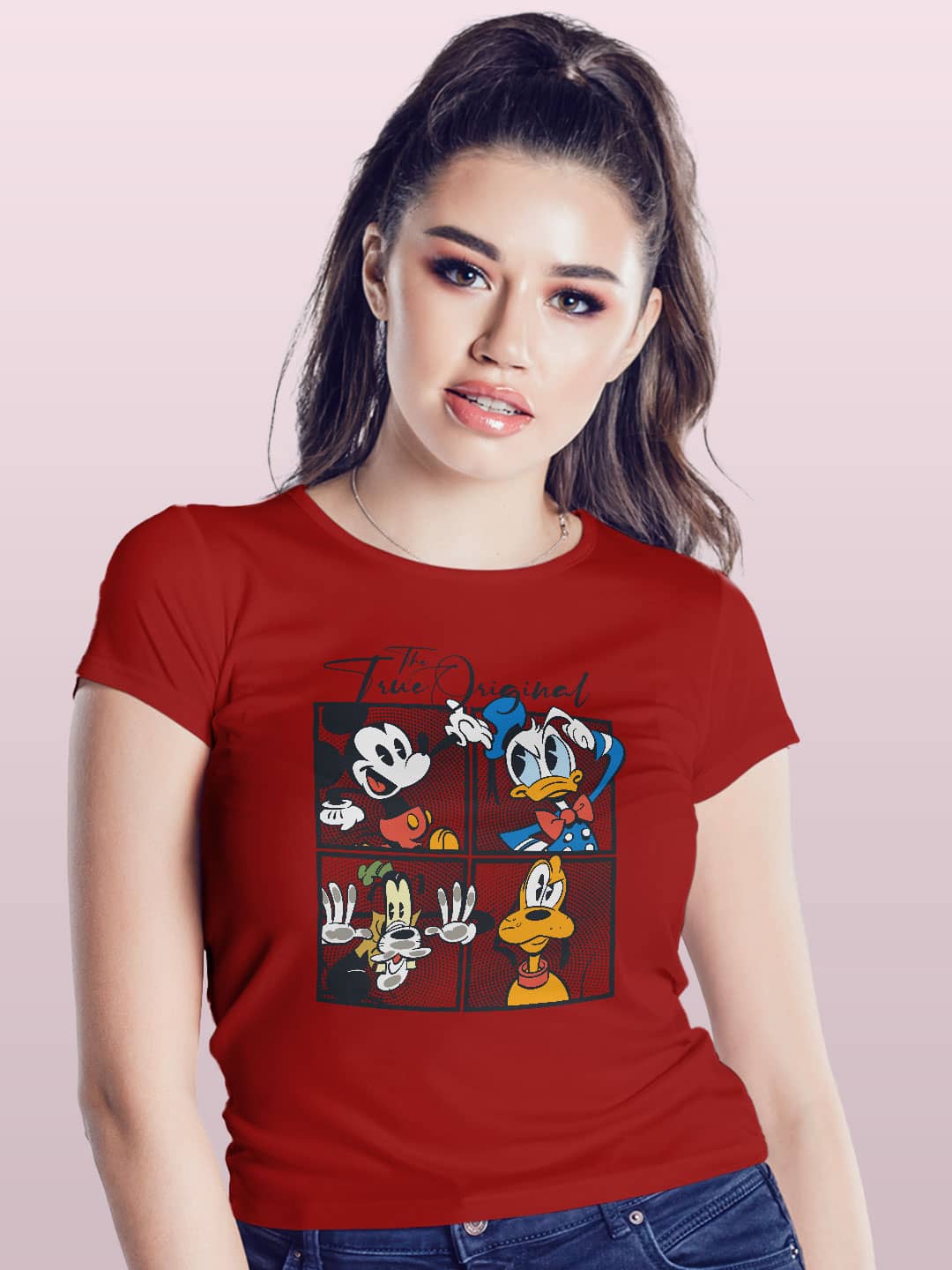 thetruemickeyfriends-womenst-shirt-red-large