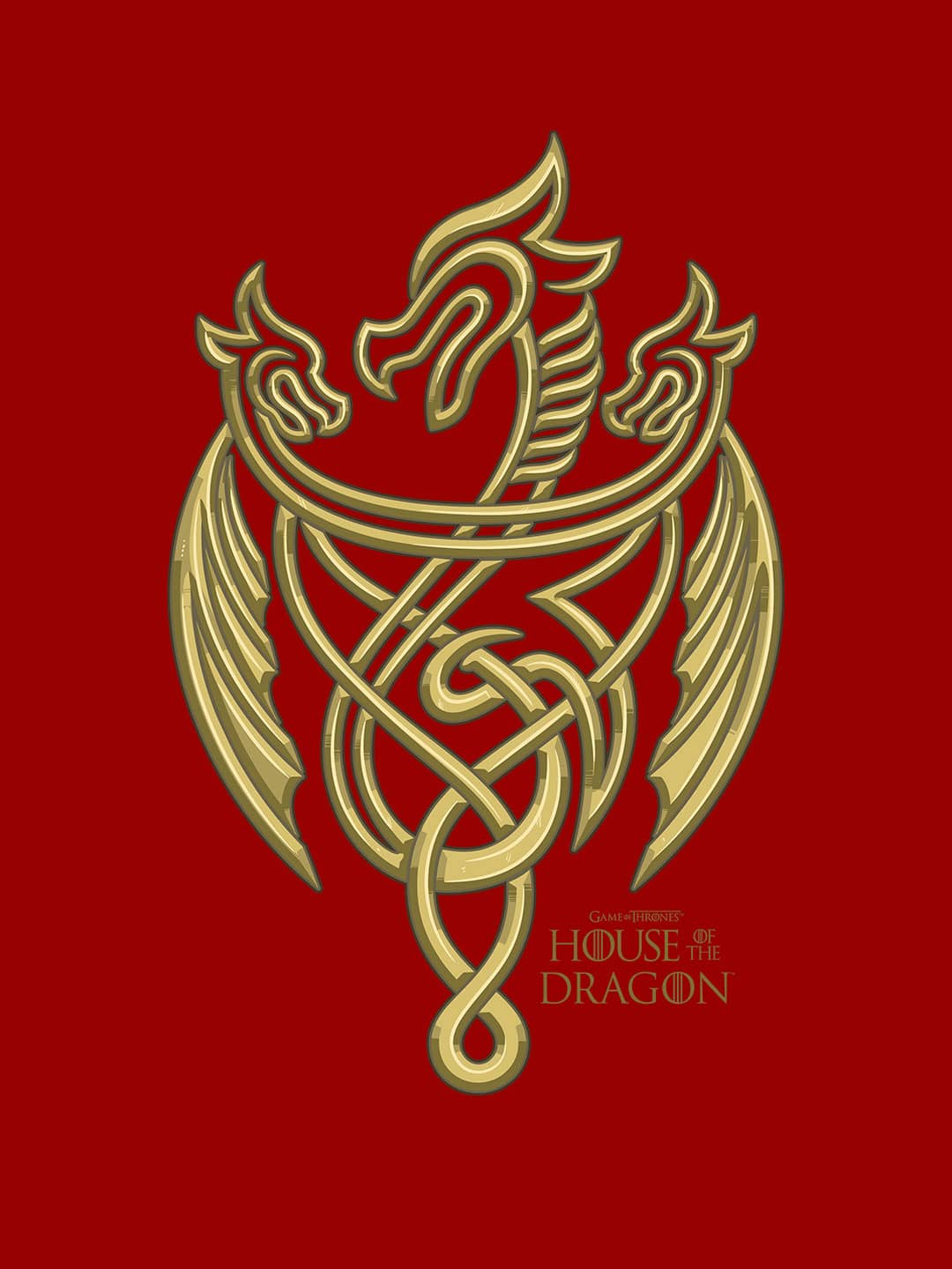 Golden Filigree Dragon Crest - Womens T-Shirt Red Small