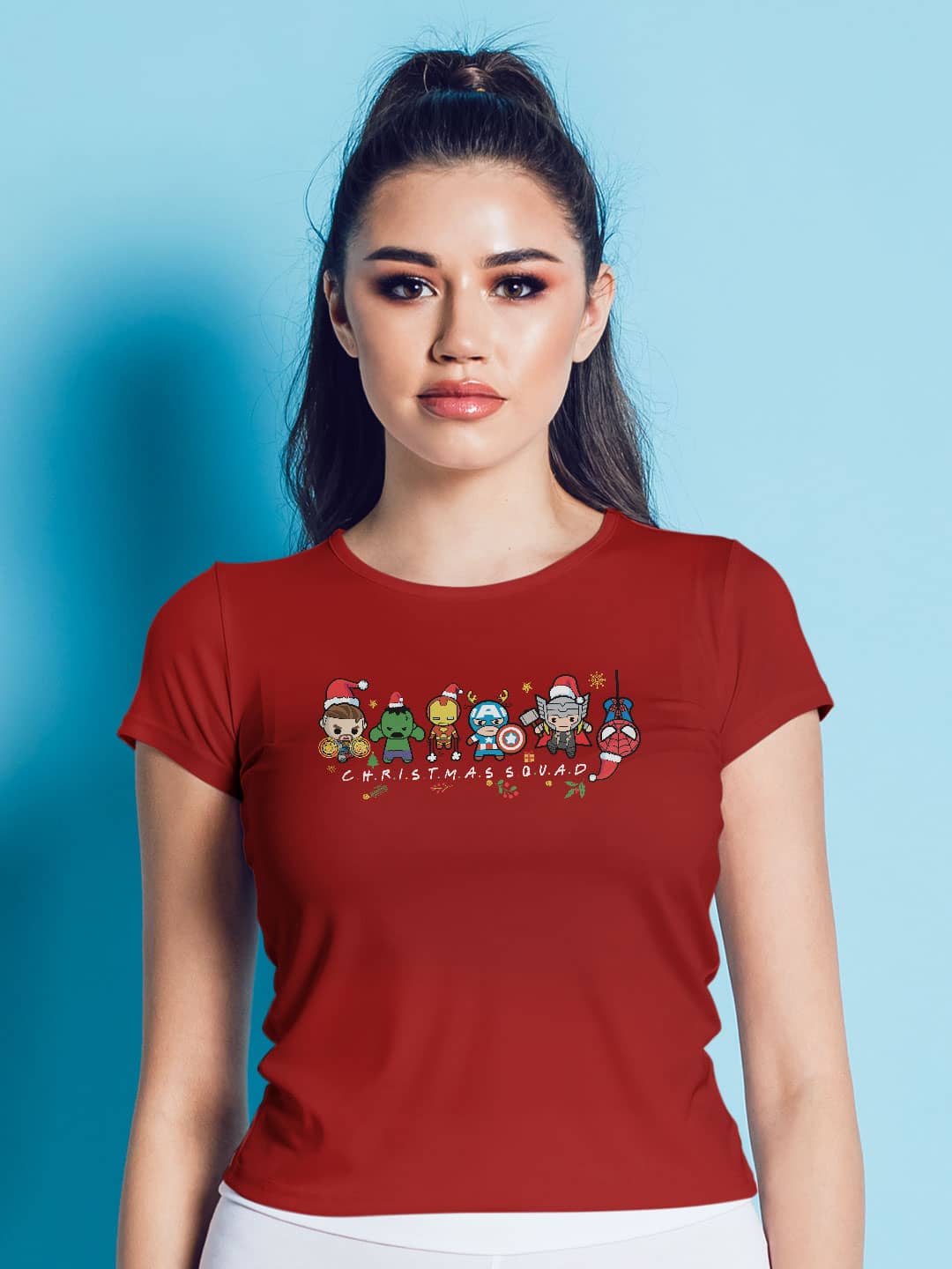 Christmas Squad Marvel - Womens T-Shirt Red XXL