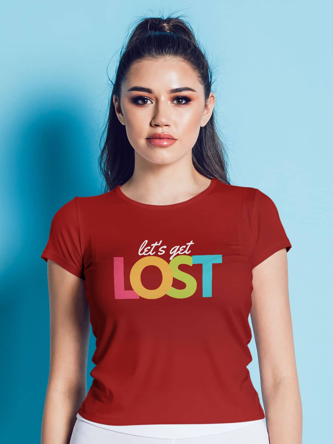 Lets Get Lost - Womens T-Shirt - Regular Fit - Red - Small