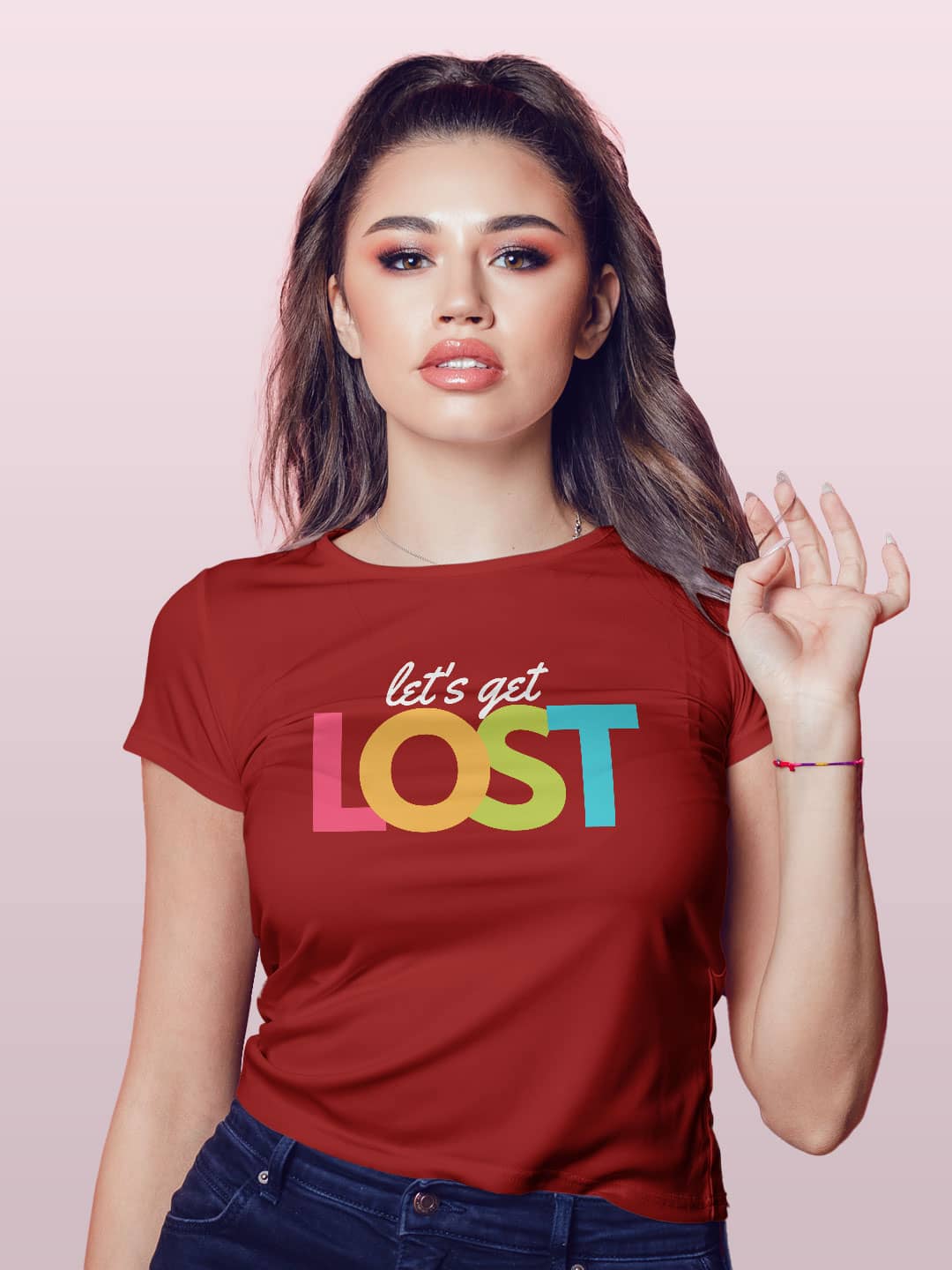 Lets Get Lost - Womens T-Shirt - Regular Fit - Red - Small
