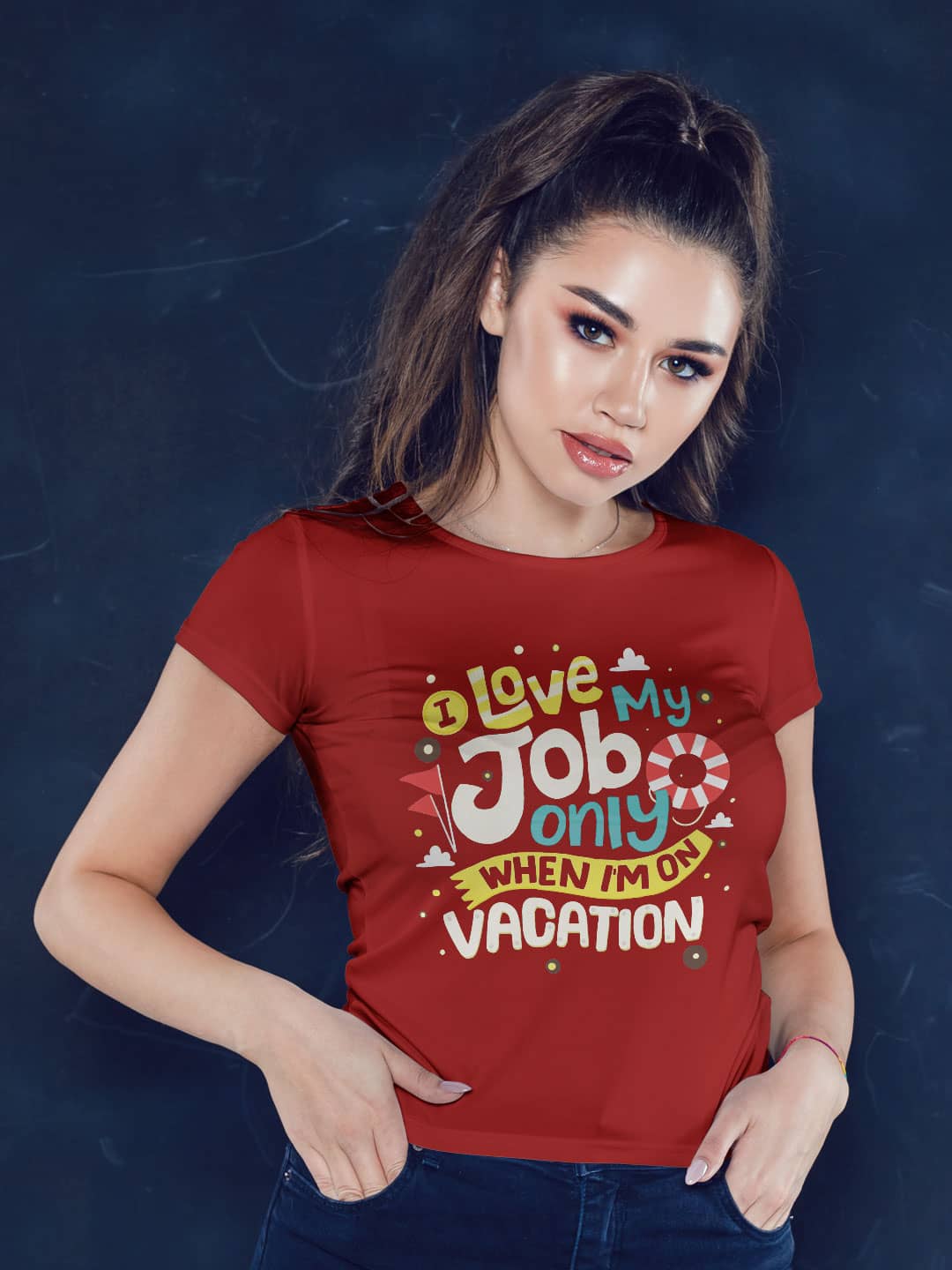 Vacation Mode On - Womens T-Shirt - Regular Fit - Red - Medium