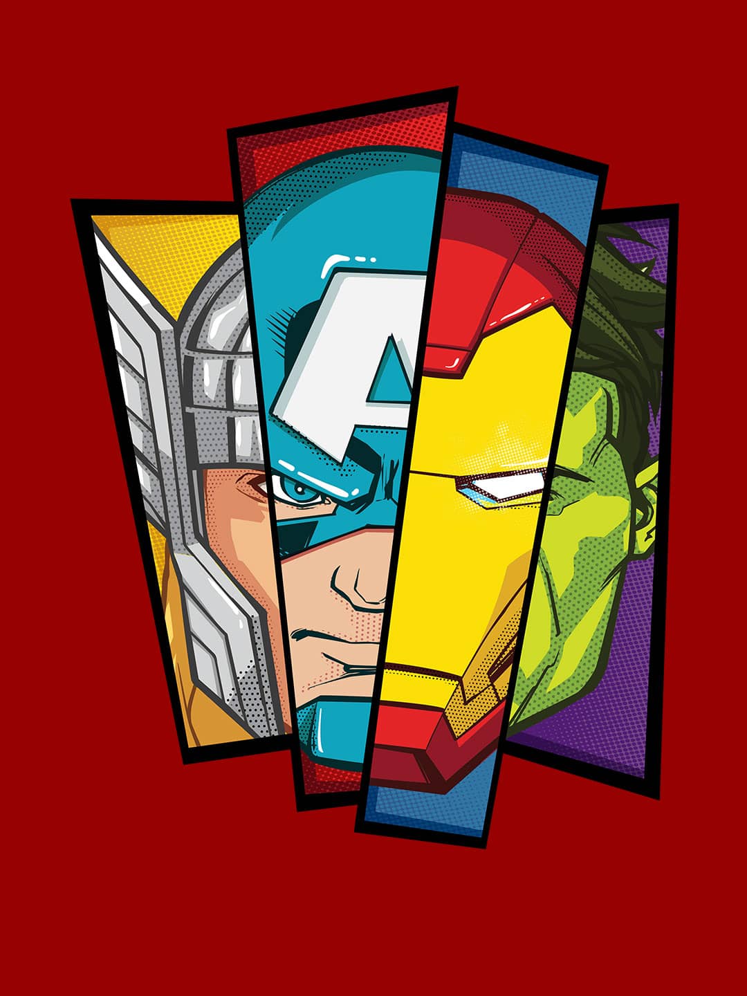 Avengers Faces - Womens T-Shirt Red Small