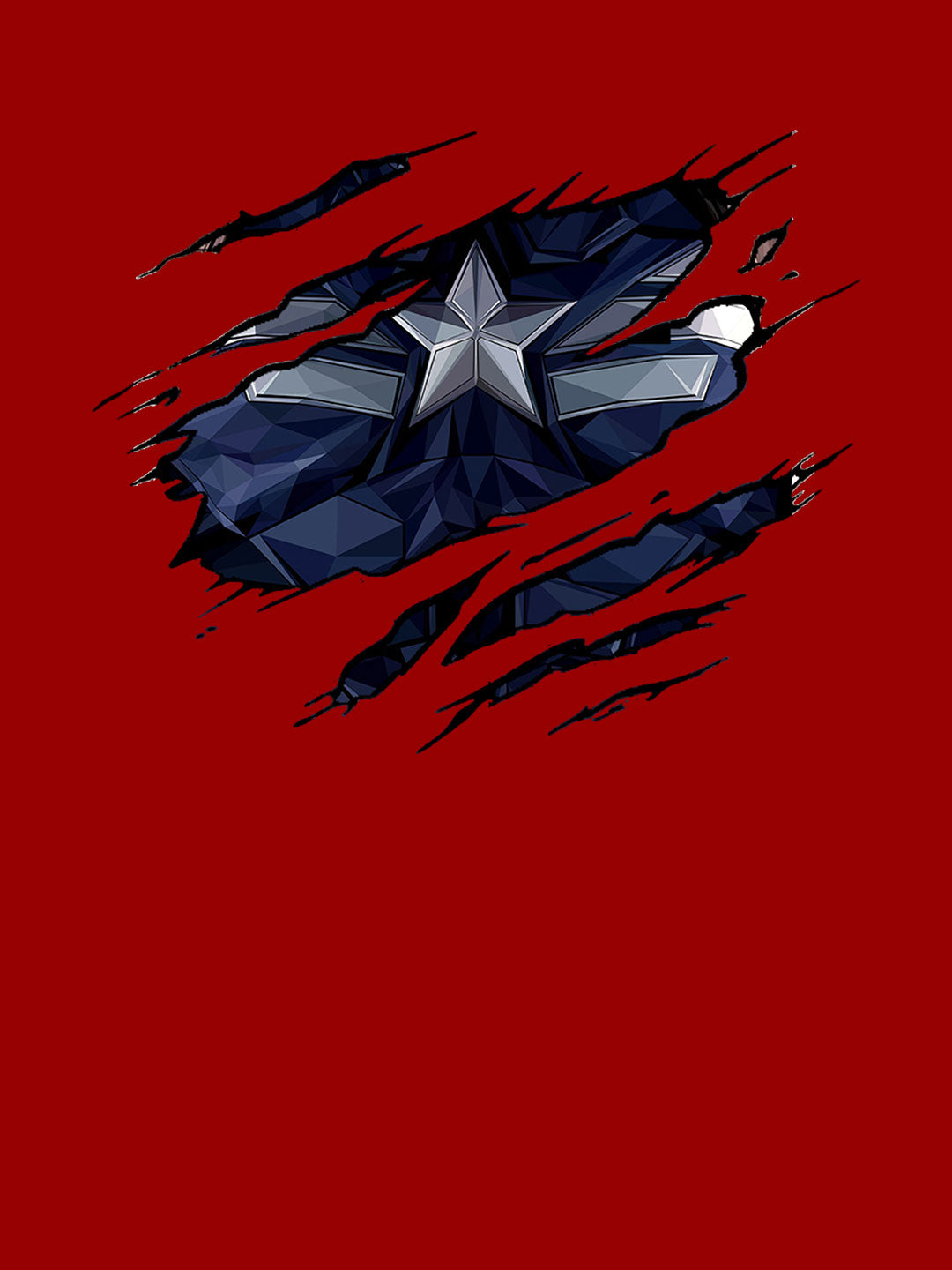 Ripped Captain America - Womens T-Shirt Red Large