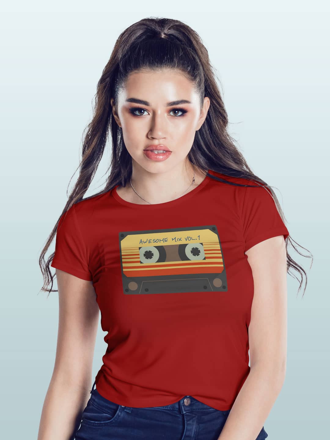 Awesome Mix Tape - Womens T-Shirt Red Medium