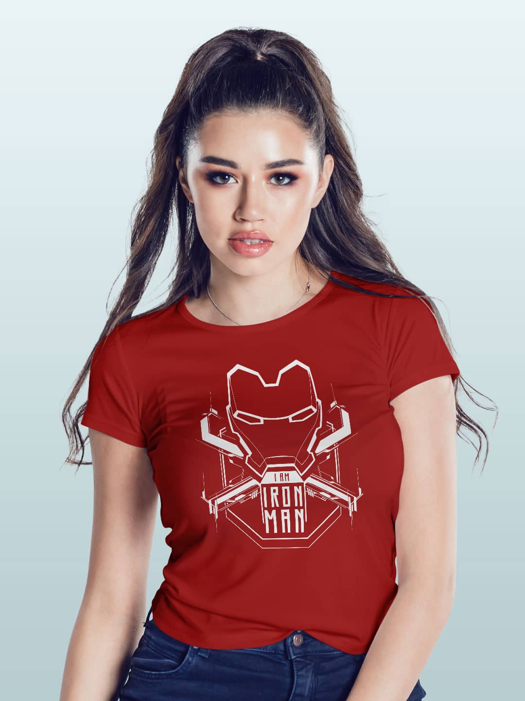 Iron Man Tech Badge - Womens T-Shirt Red Medium