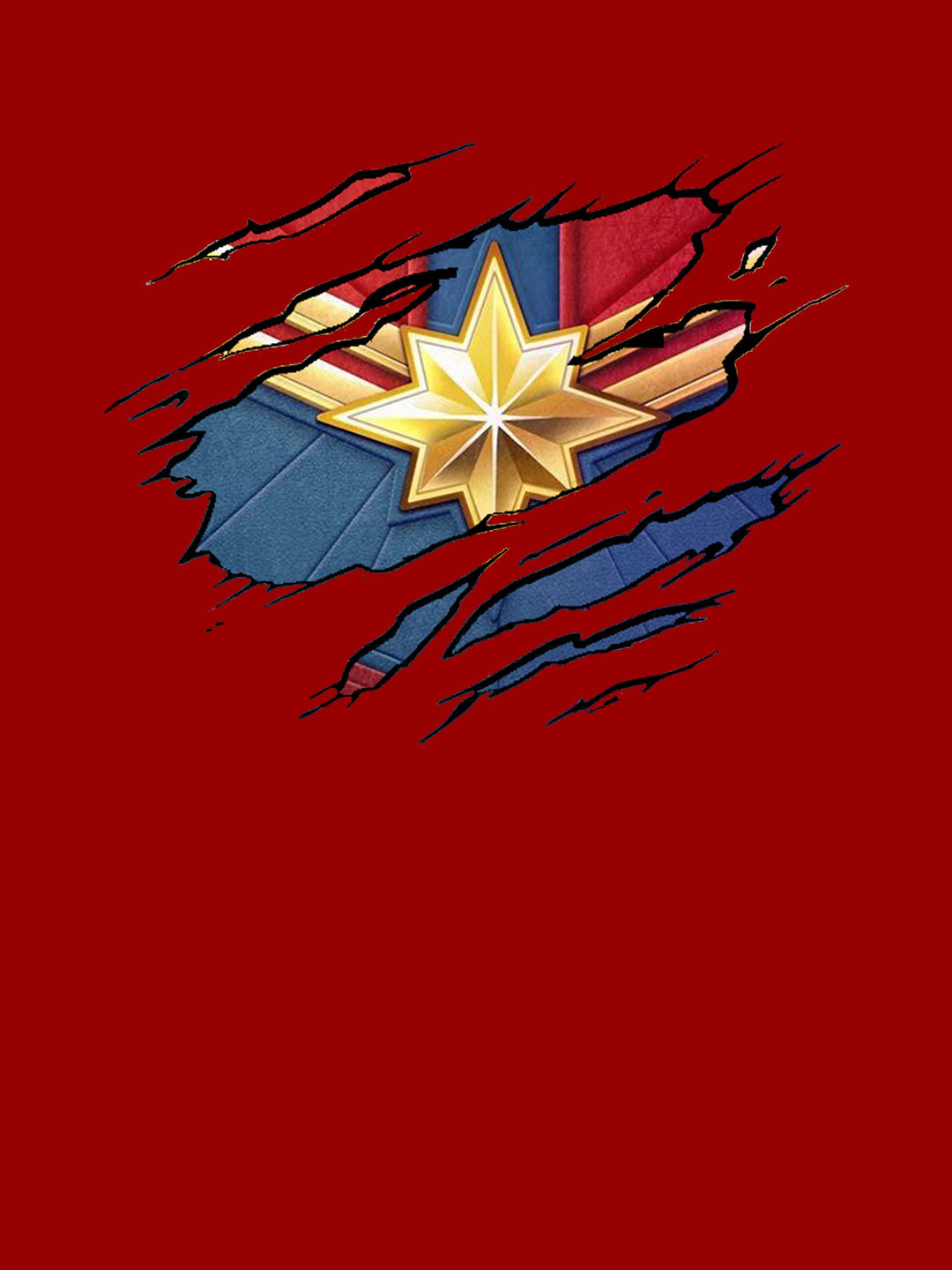 Ripped Captain Marvel - Womens T-Shirt Red Small