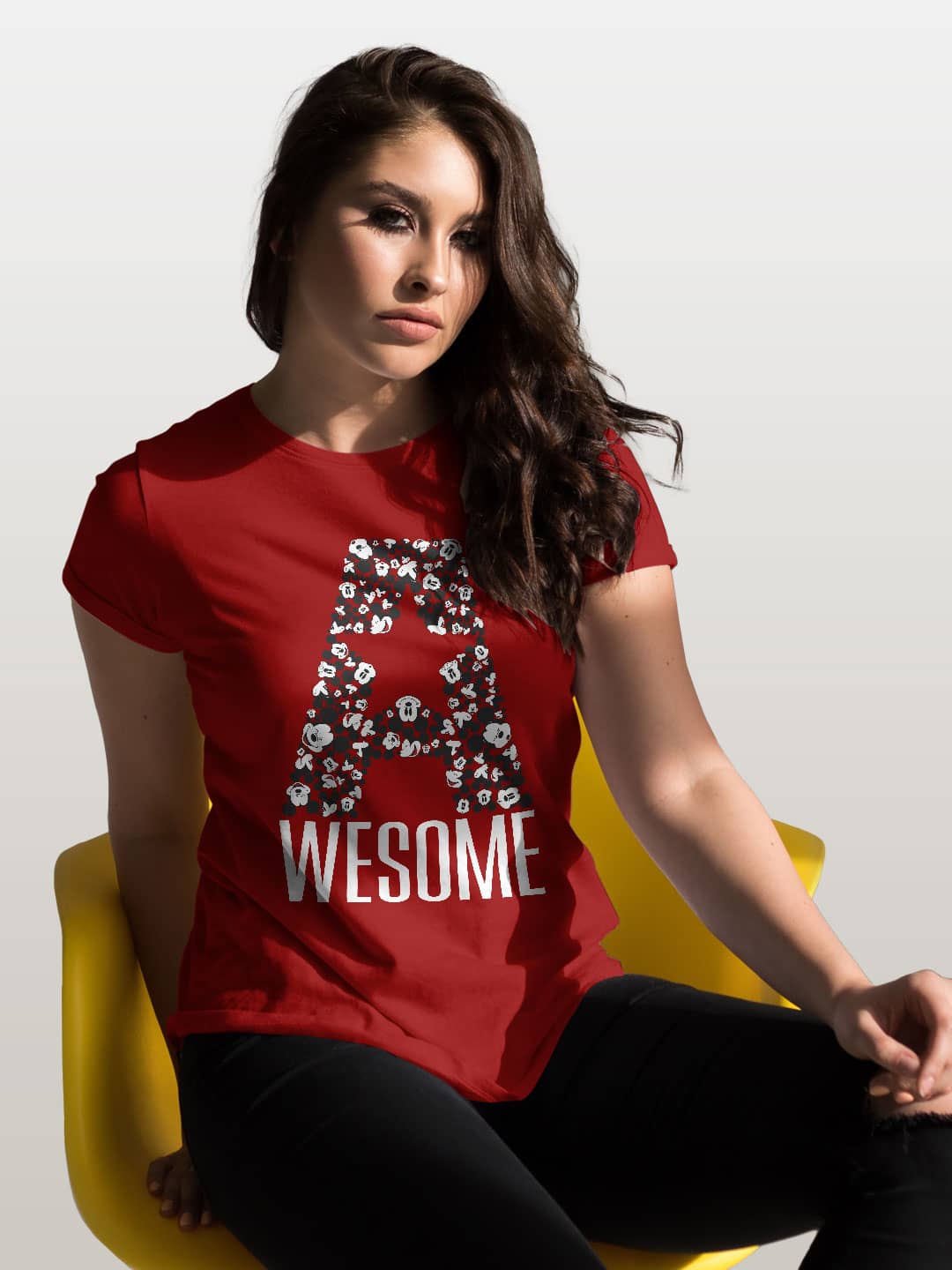 Awesome Mickey - Womens T-Shirt Red Large