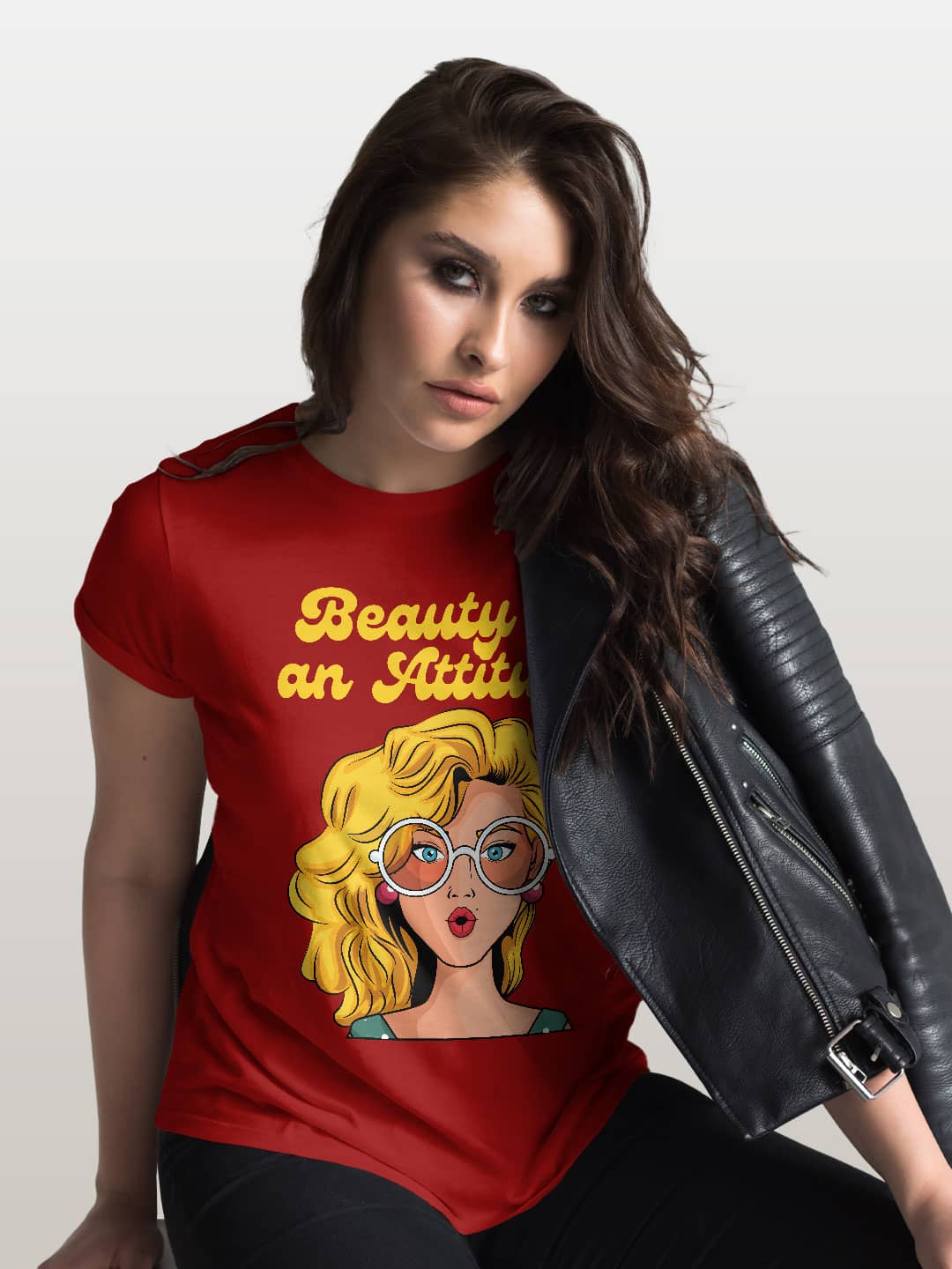 Beauty is an Attitude - Womens T-Shirt Red XL