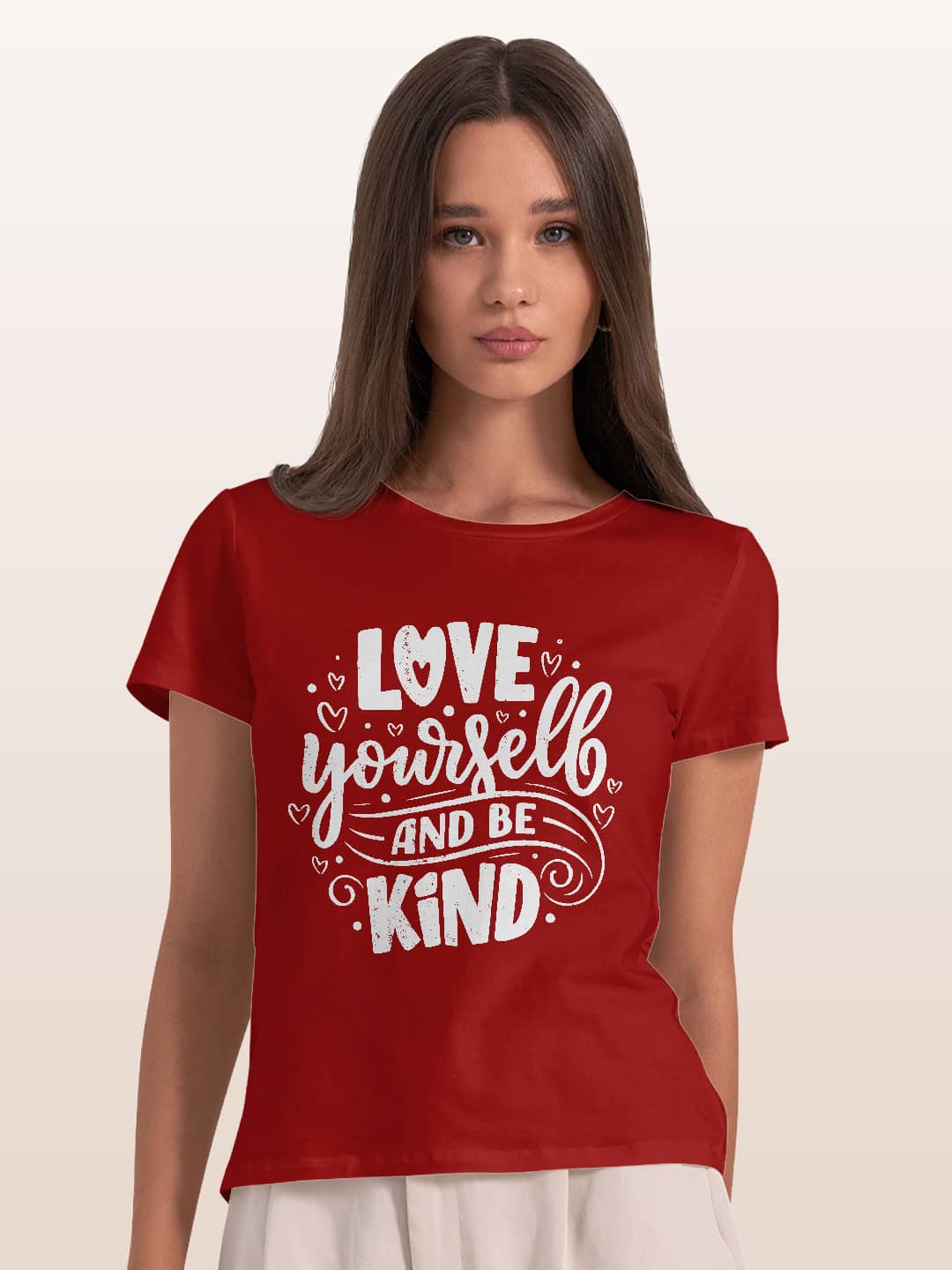bekind-womenst-shirt-red-medium