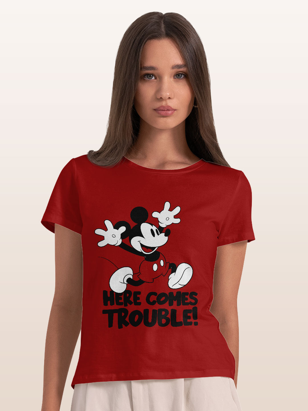 mickeybringstrouble-womenst-shirt-red-small
