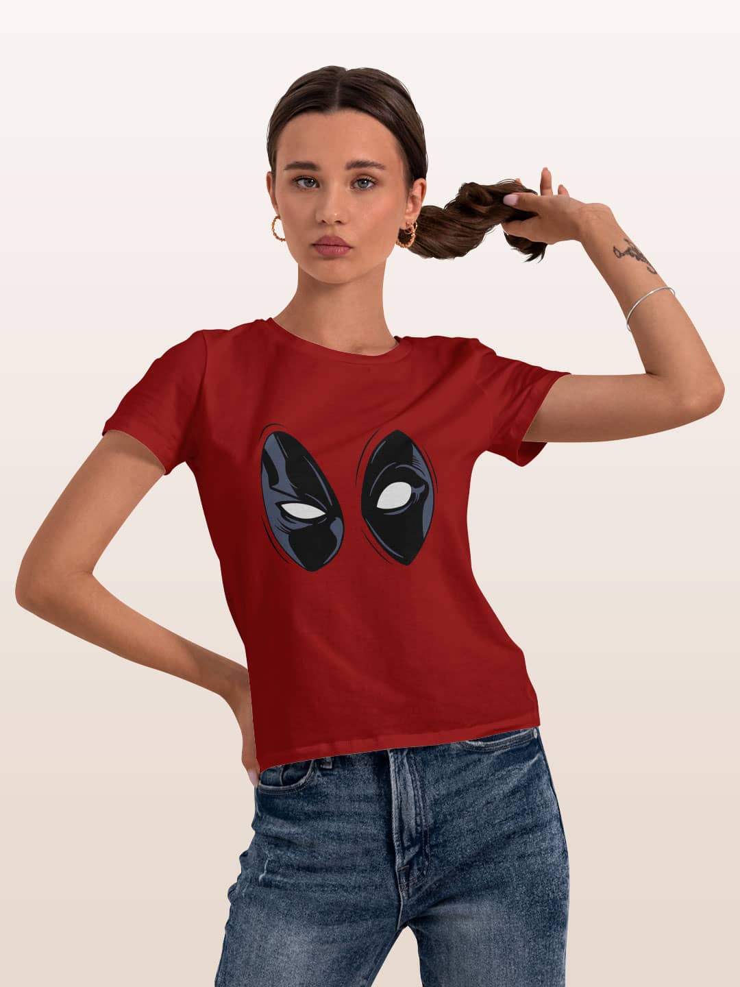 Deadpool Gaze - Womens T-Shirt Red Small
