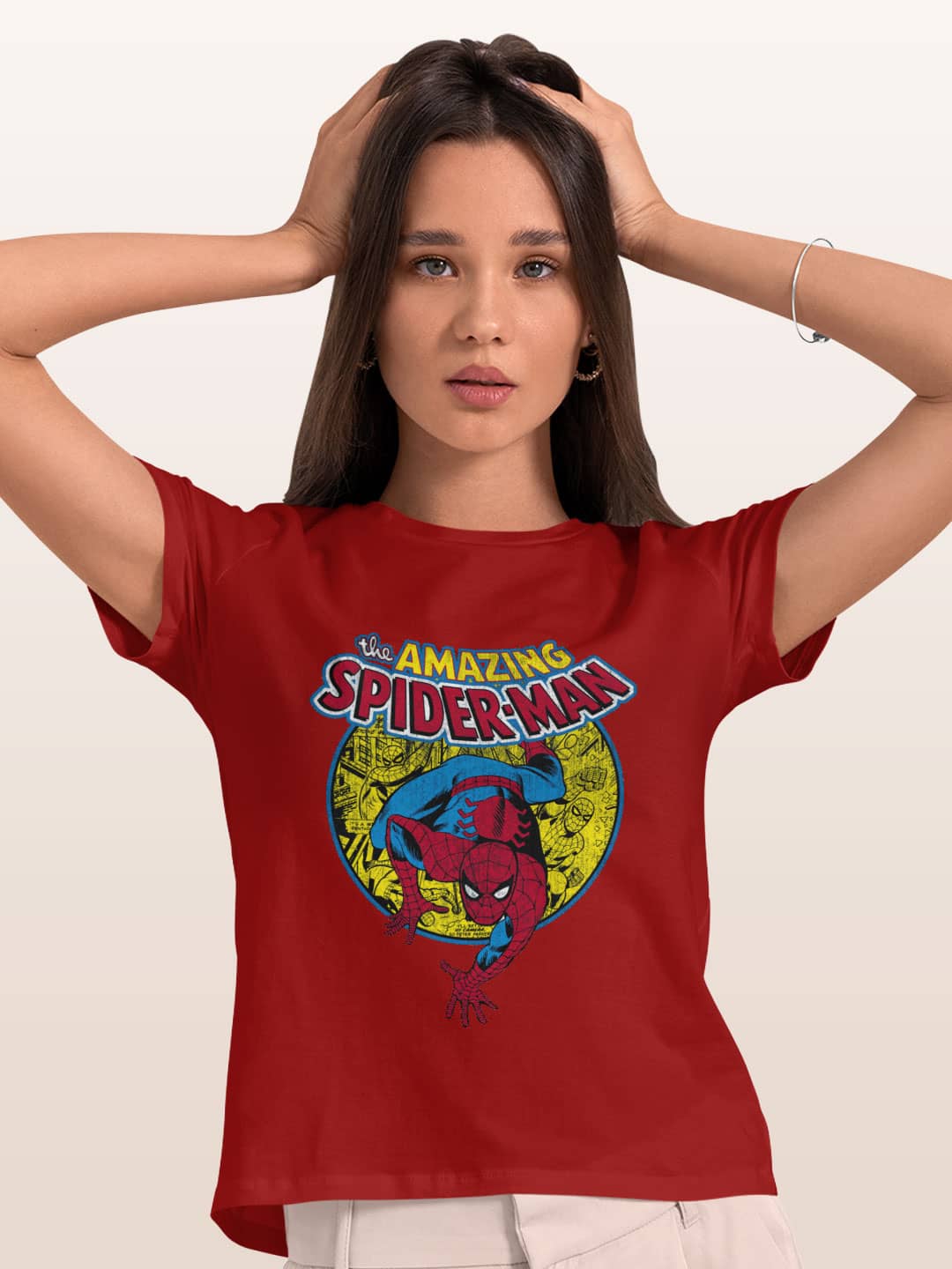 Comic Spidey - Womens T-Shirt Red XL