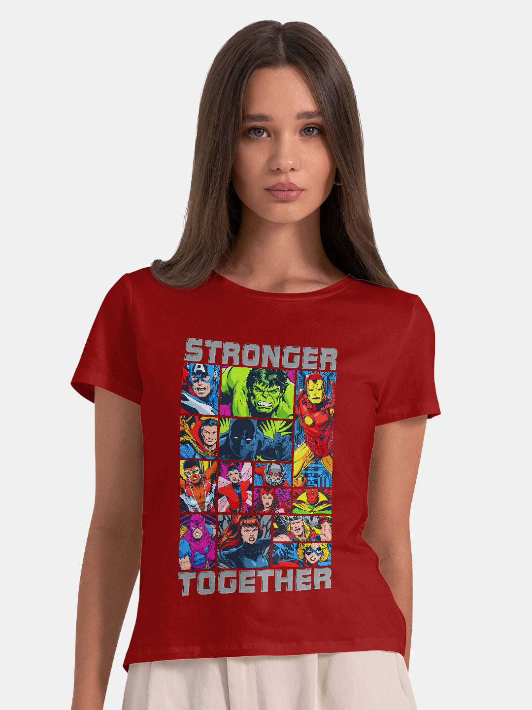 Avengers Stronger Together - Womens T-Shirt Red XXL