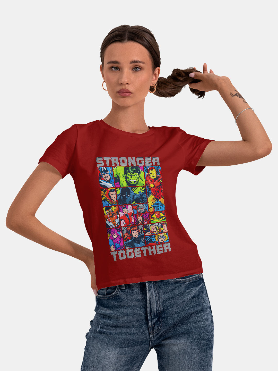 Avengers Stronger Together - Womens T-Shirt Red XXL