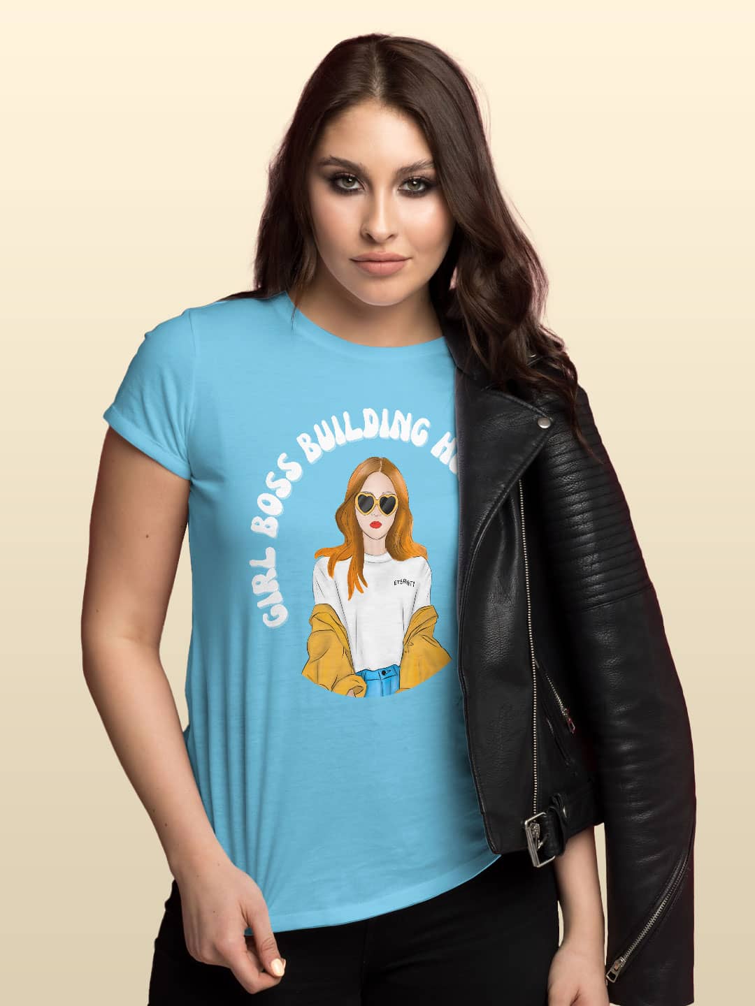 Girl Boss Building Empire - Womens T-Shirt Sky Blue Medium