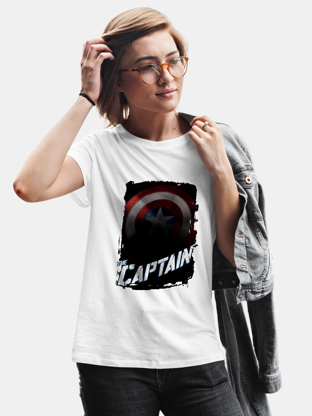 The Captain America - Womens T-Shirt White Large