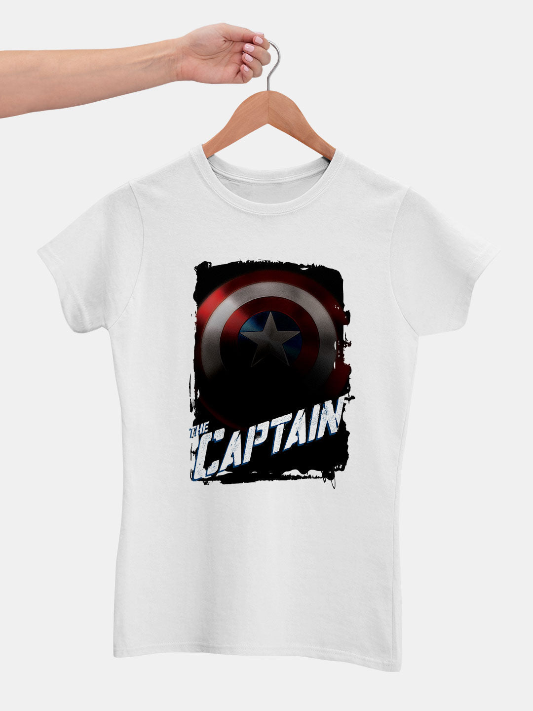 The Captain America - Womens T-Shirt White Large