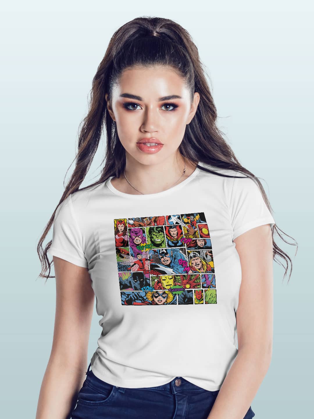 Comic Superheroes Mashup - Womens T-Shirt White Medium
