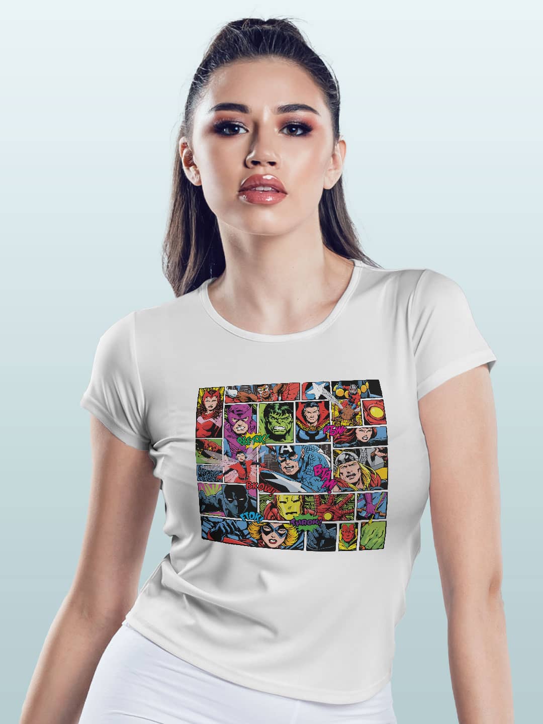 Comic Superheroes Mashup - Womens T-Shirt White Medium