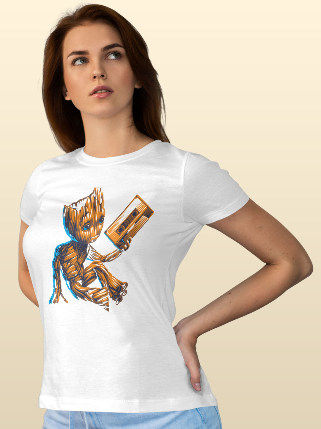 Curious Groot - Womens T-Shirt White Small