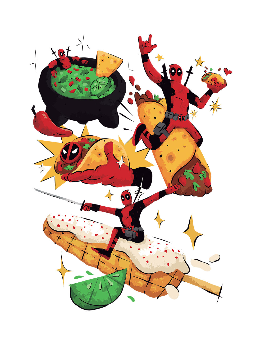 Deadpool Tacos - Womens T-Shirt White Medium