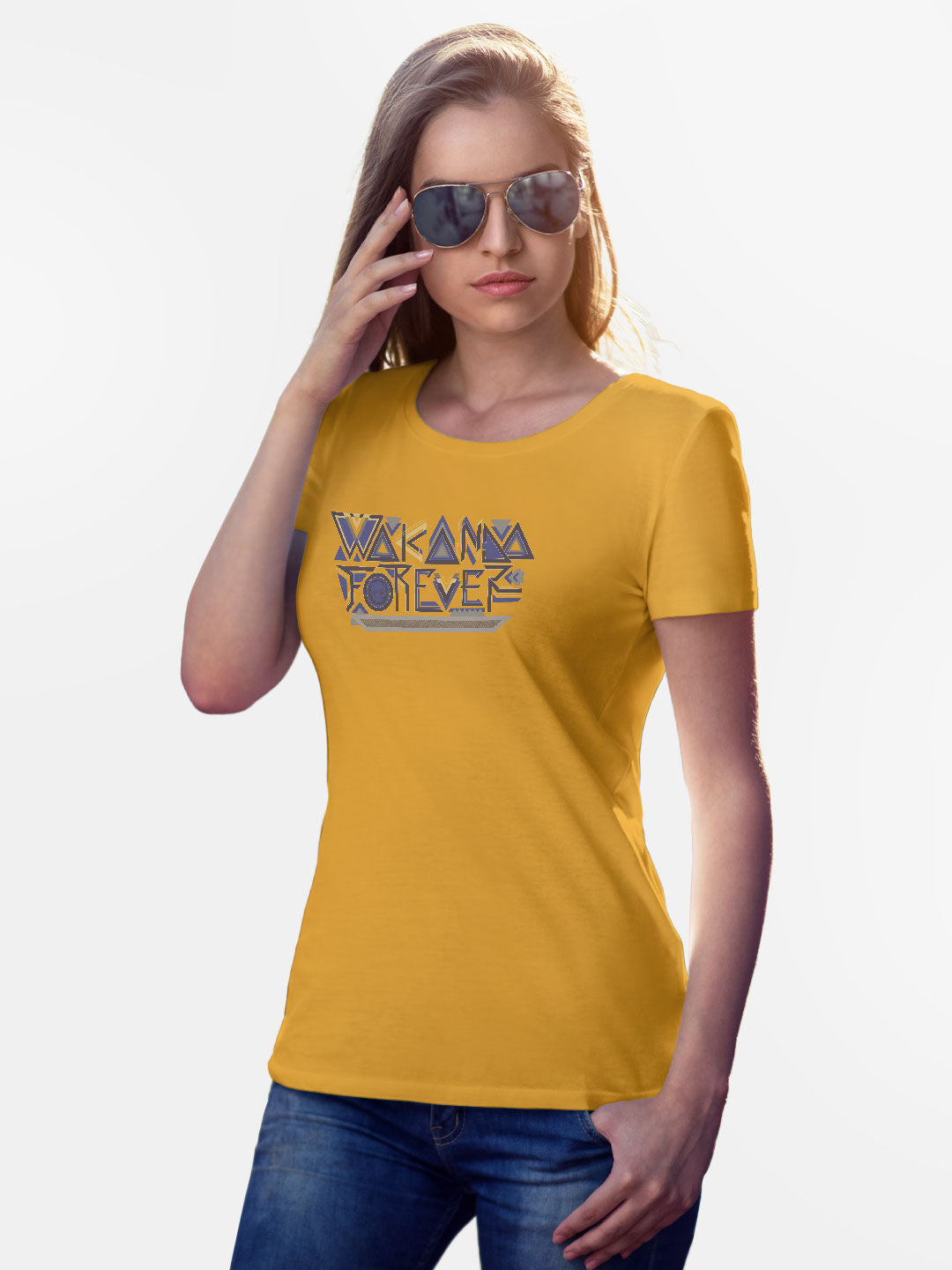 Wakanda Forever Typo Yellow - Womens T-Shirt Yellow Large
