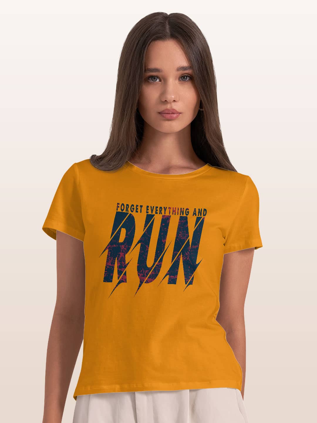 forgeteverythingandrun-womenst-shirt-yellow-medium