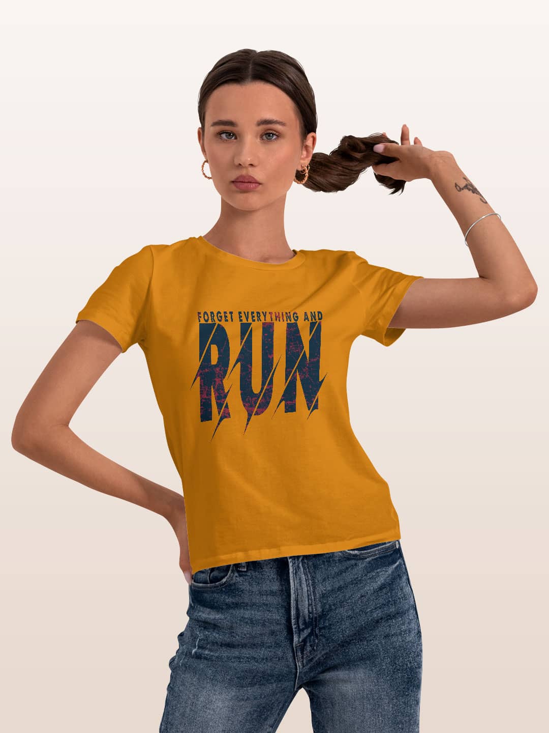 Forget Everything and Run - Womens T-Shirt Yellow Medium