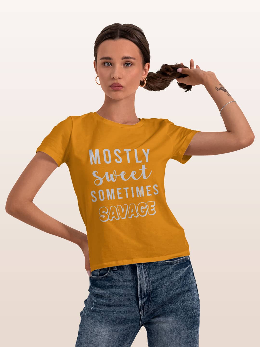Sweet and Savage - Womens T-Shirt Yellow Medium