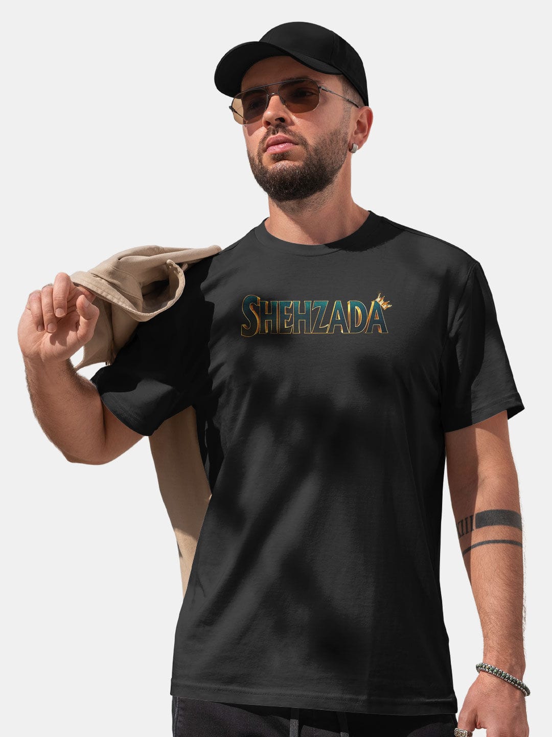 Shehzada Movie Title - Mens T-Shirt - Regular Fit - Black - Small