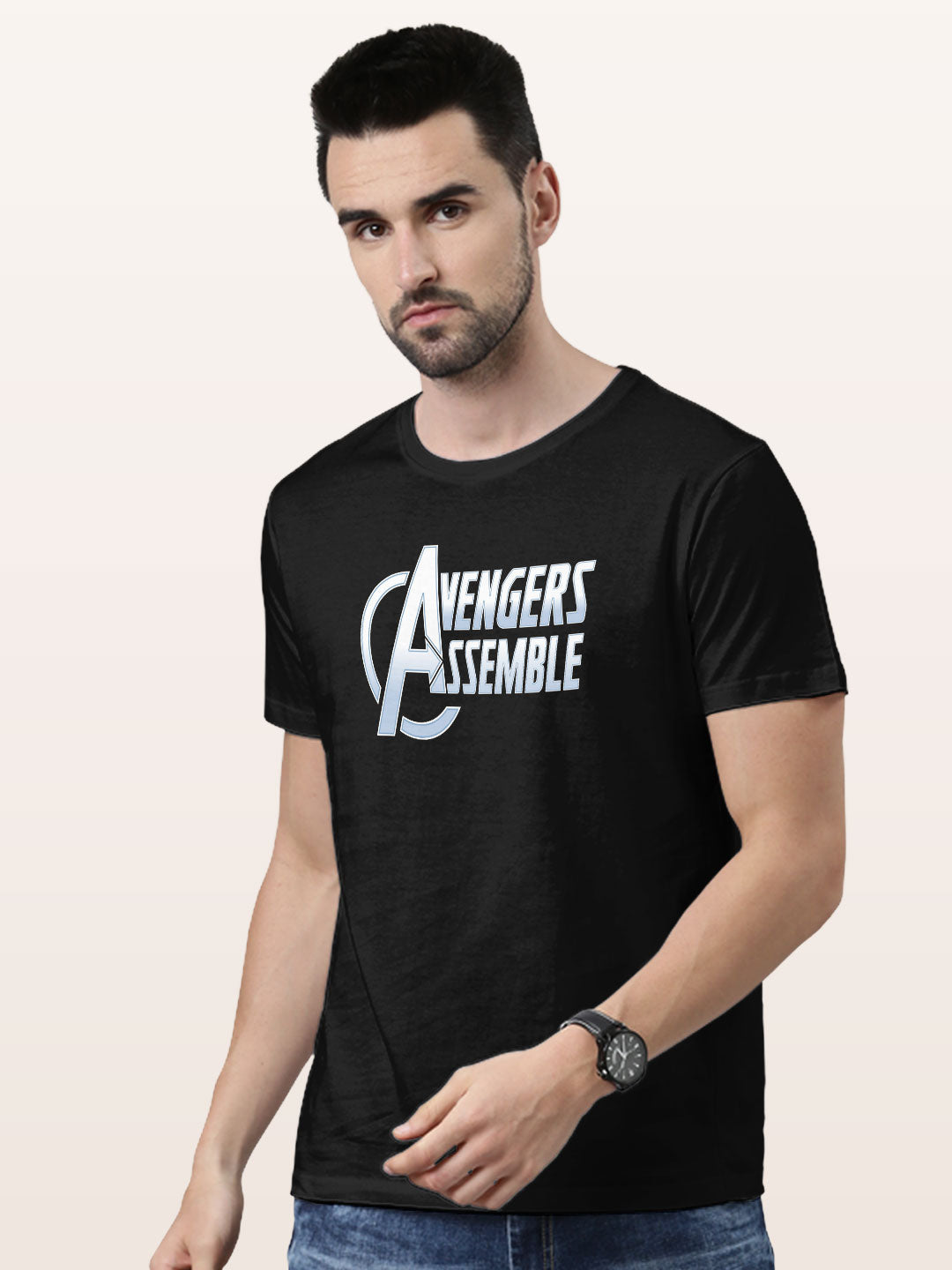 Avengers Assemble Logo - Mens T-Shirt Black Small