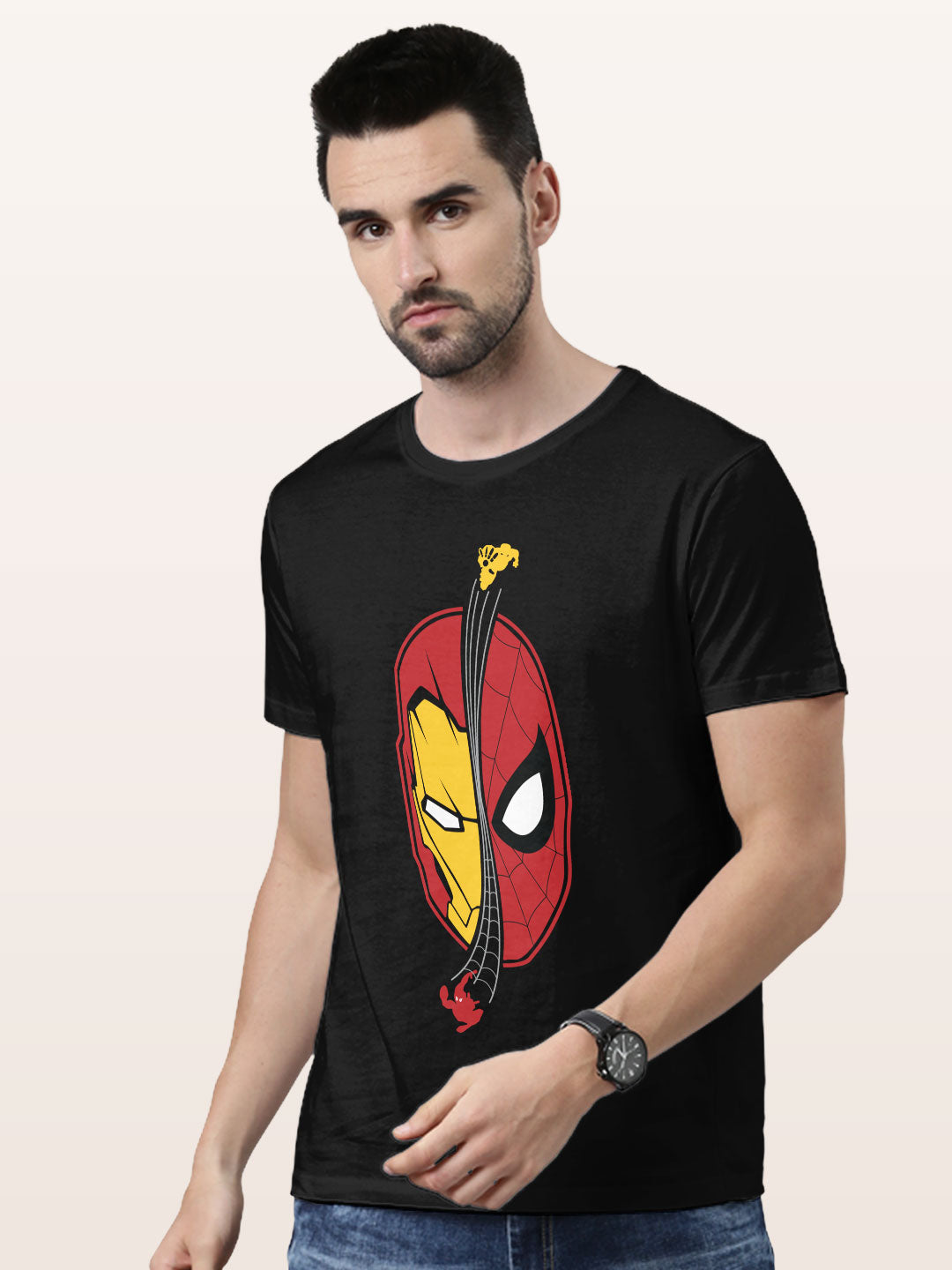 Iron Spidey - Mens T-Shirt Black Medium