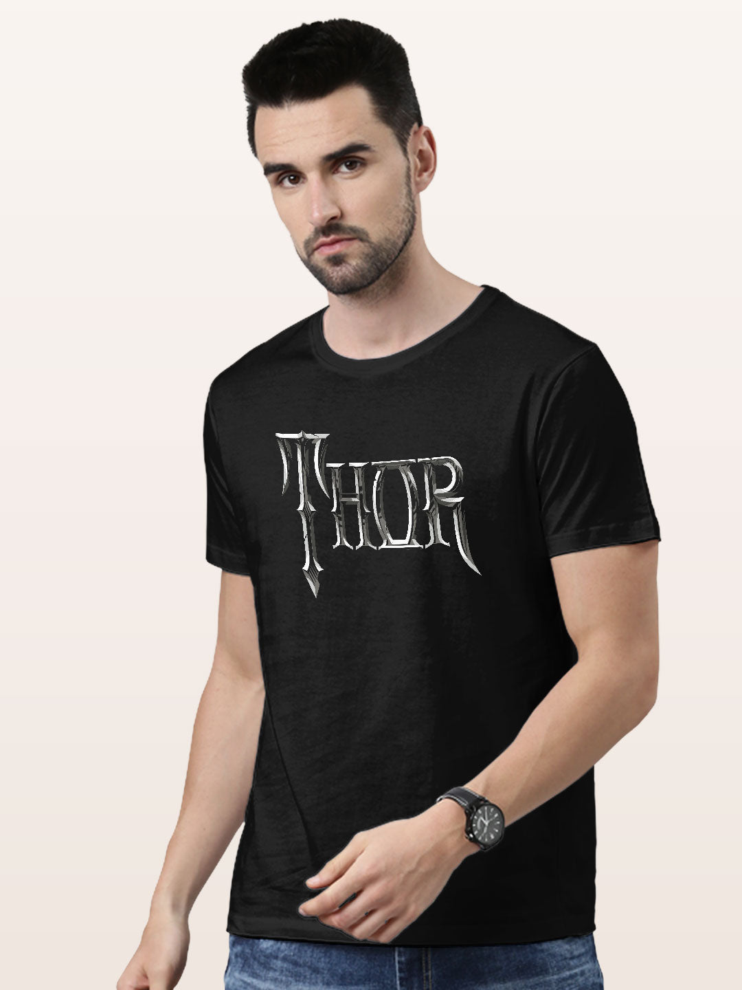 Thor Typo - Mens T-Shirt Black Medium