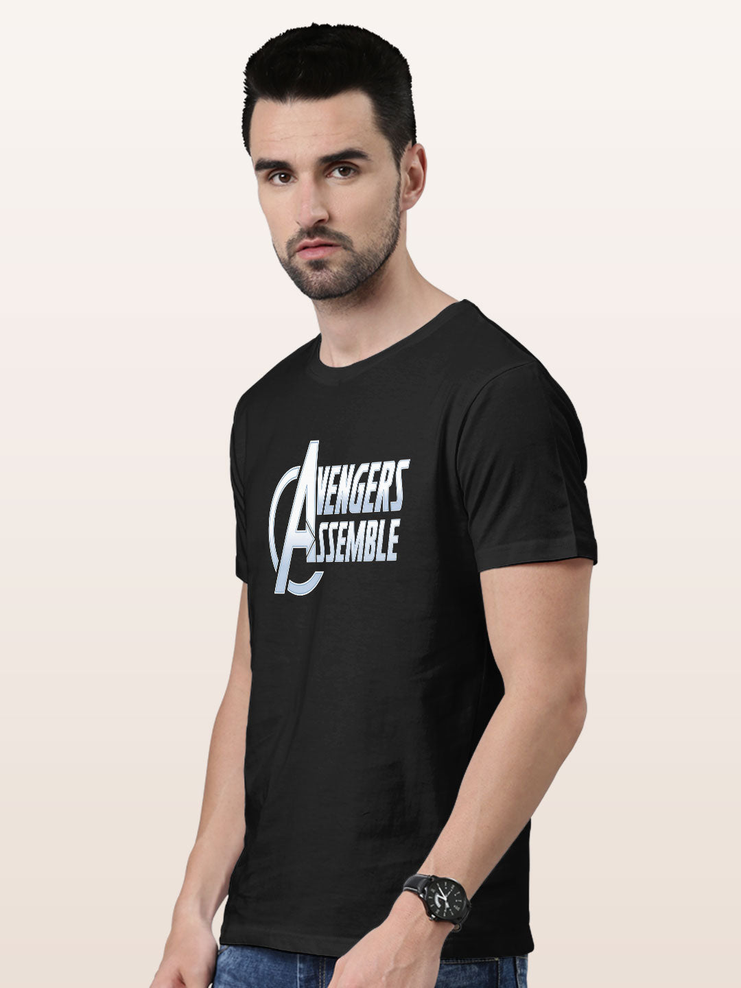 Avengers Assemble Logo - Mens T-Shirt Black Small