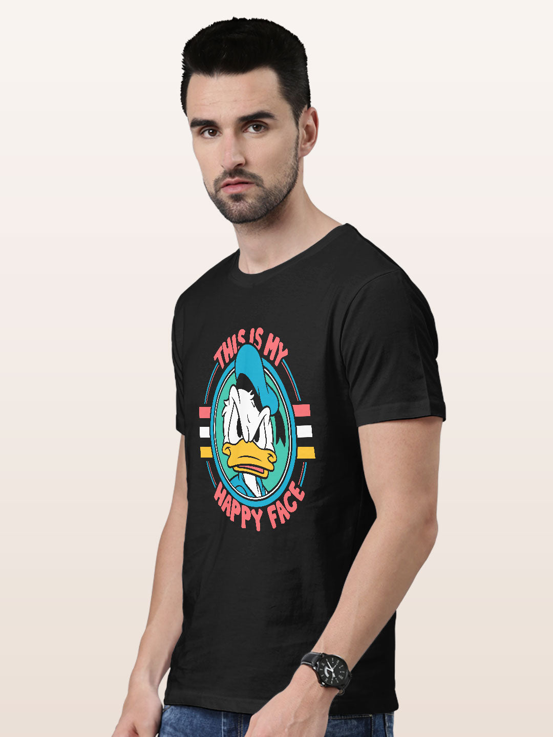 Donalds Happy Face - Mens T-Shirt Black XL