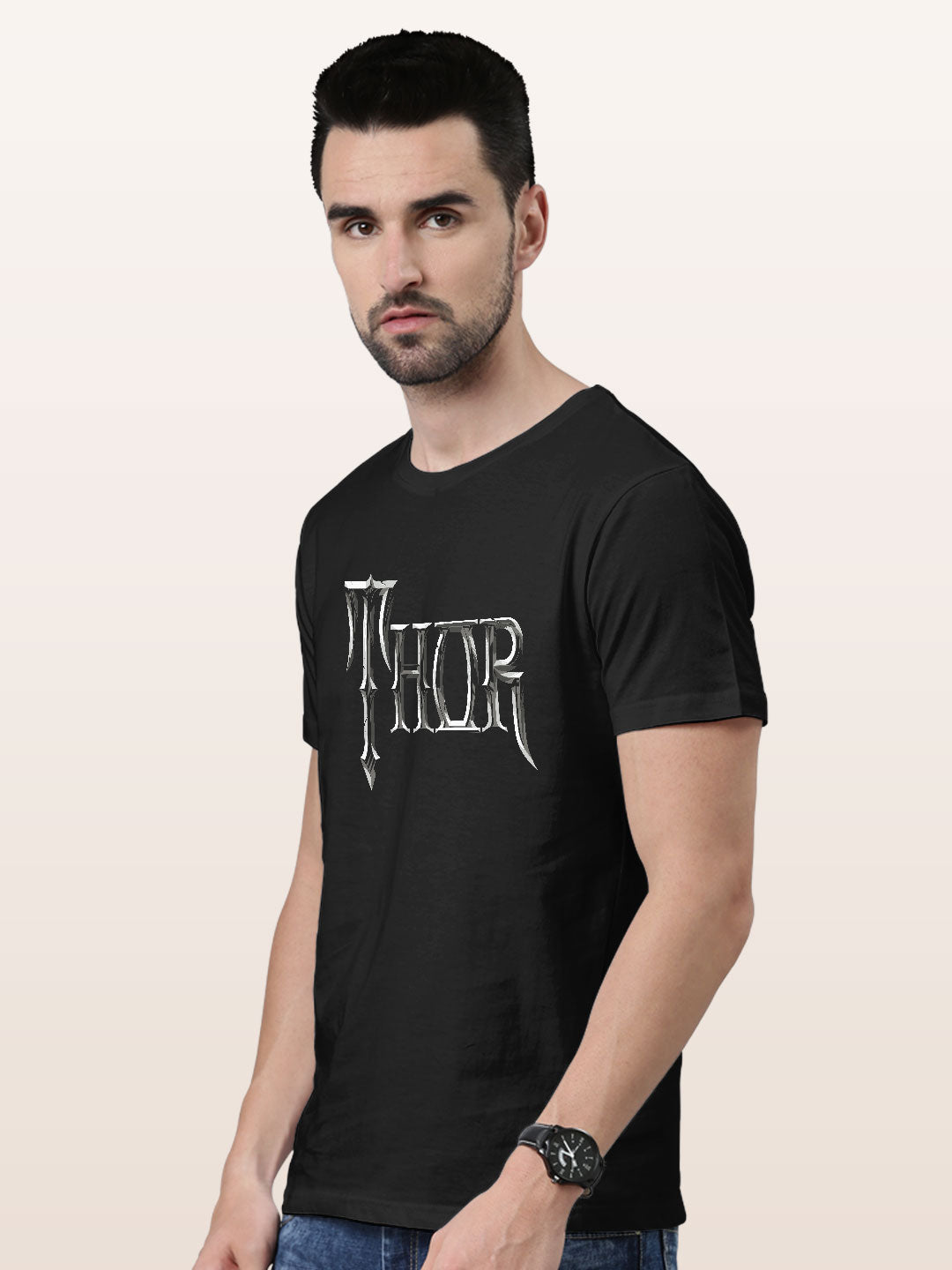 Thor Typo - Mens T-Shirt Black Medium